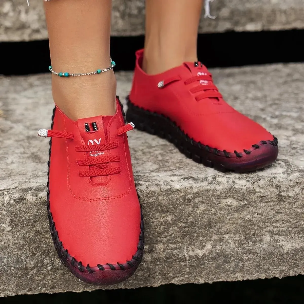 2022 New Spring Women's Casual Platform Shoes: Lace-Up Leather Slip-On Flats, Moccasins - Perfect Mom Shoes