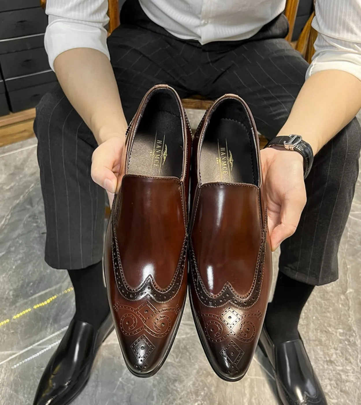 2023 Men's Luxury Genuine Leather Work Loafers - Brand New High-Quality Slip-On Designer Oxfords for Formal Weddings