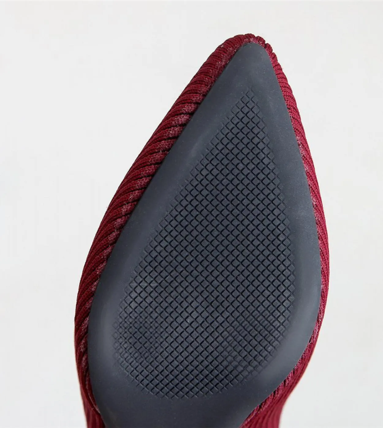 2023 Women's Fetish Stripper Boots - Stretchy Lady Knitted Winter Low 75cm High Heel Slip-On Red Jeans Boots