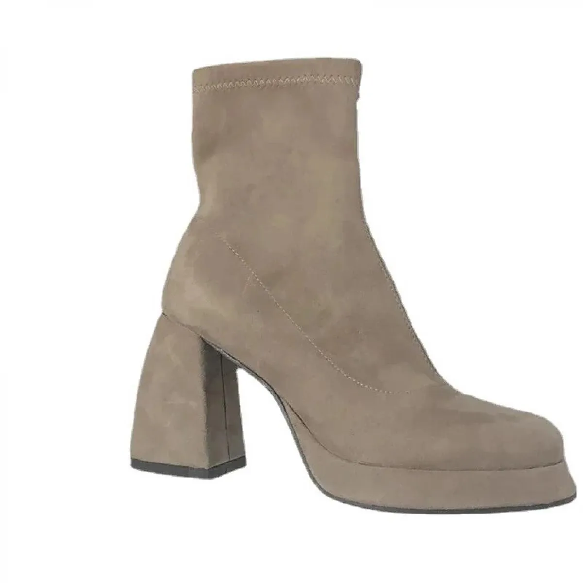 2024 Women's fashion square toe ankle boots - High heel stylish women's winter boots - Solid color women's shoes - Bota