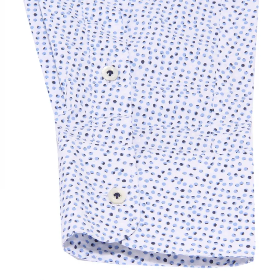 8750K AGLINI DAVID SLIM FIT Blue White Polka Dot Man's Shirt