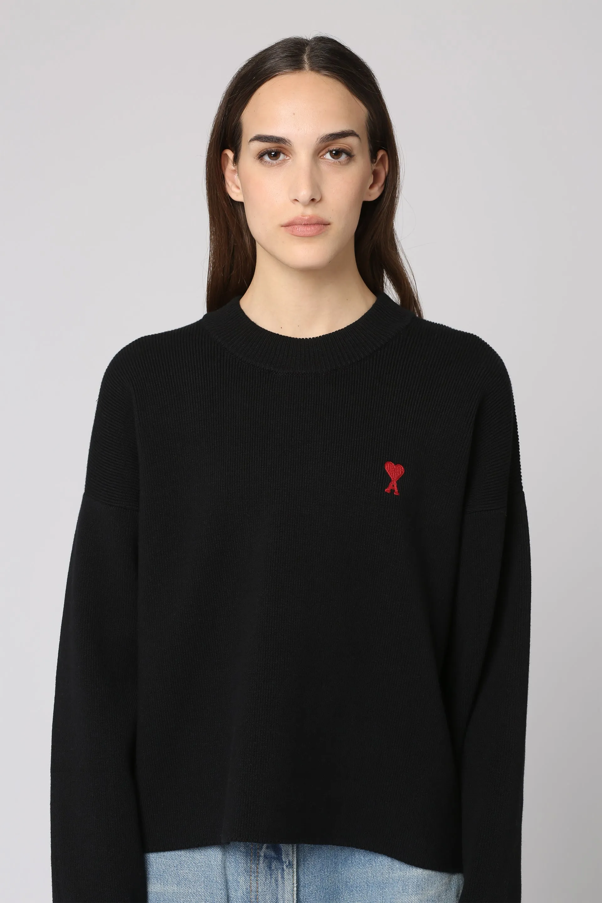 AMI PARIS Cotton Blend Crewneck Sweater