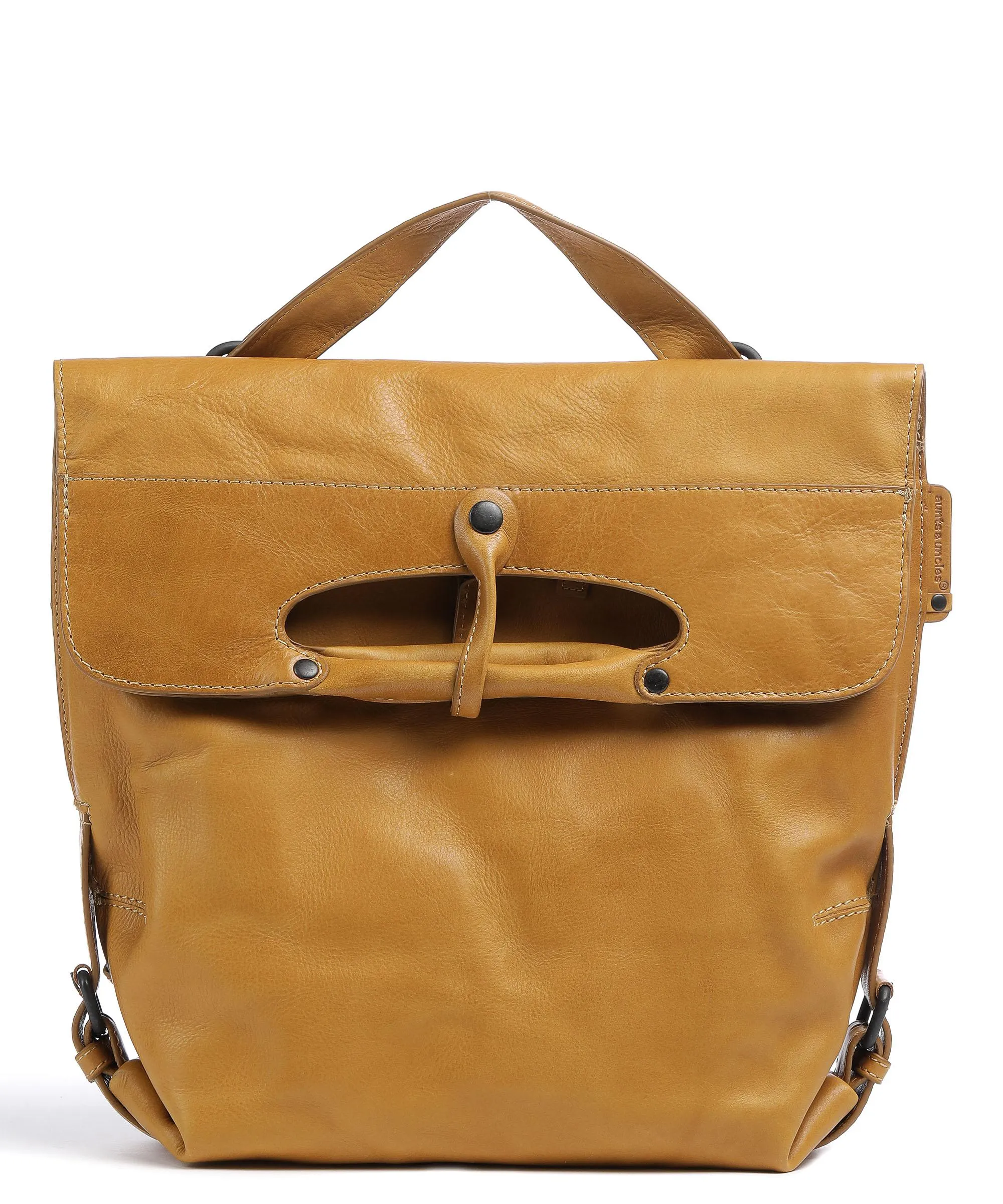 Aunts & Uncles Grandma's Luxury Club Mrs. Mince Pie Ochre Grain Cowhide Leather Backpack
