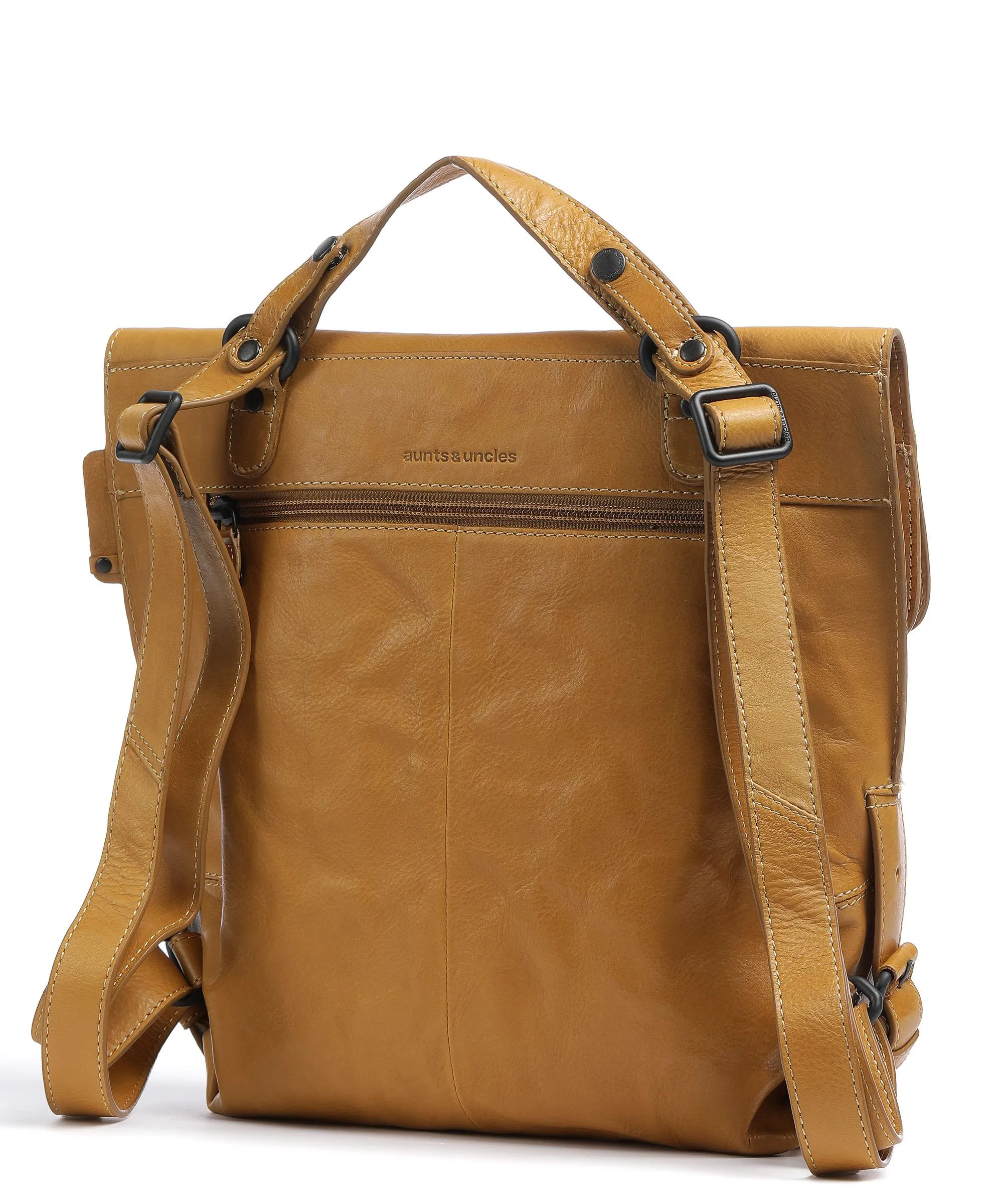Aunts & Uncles Grandma's Luxury Club Mrs. Mince Pie Ochre Grain Cowhide Leather Backpack