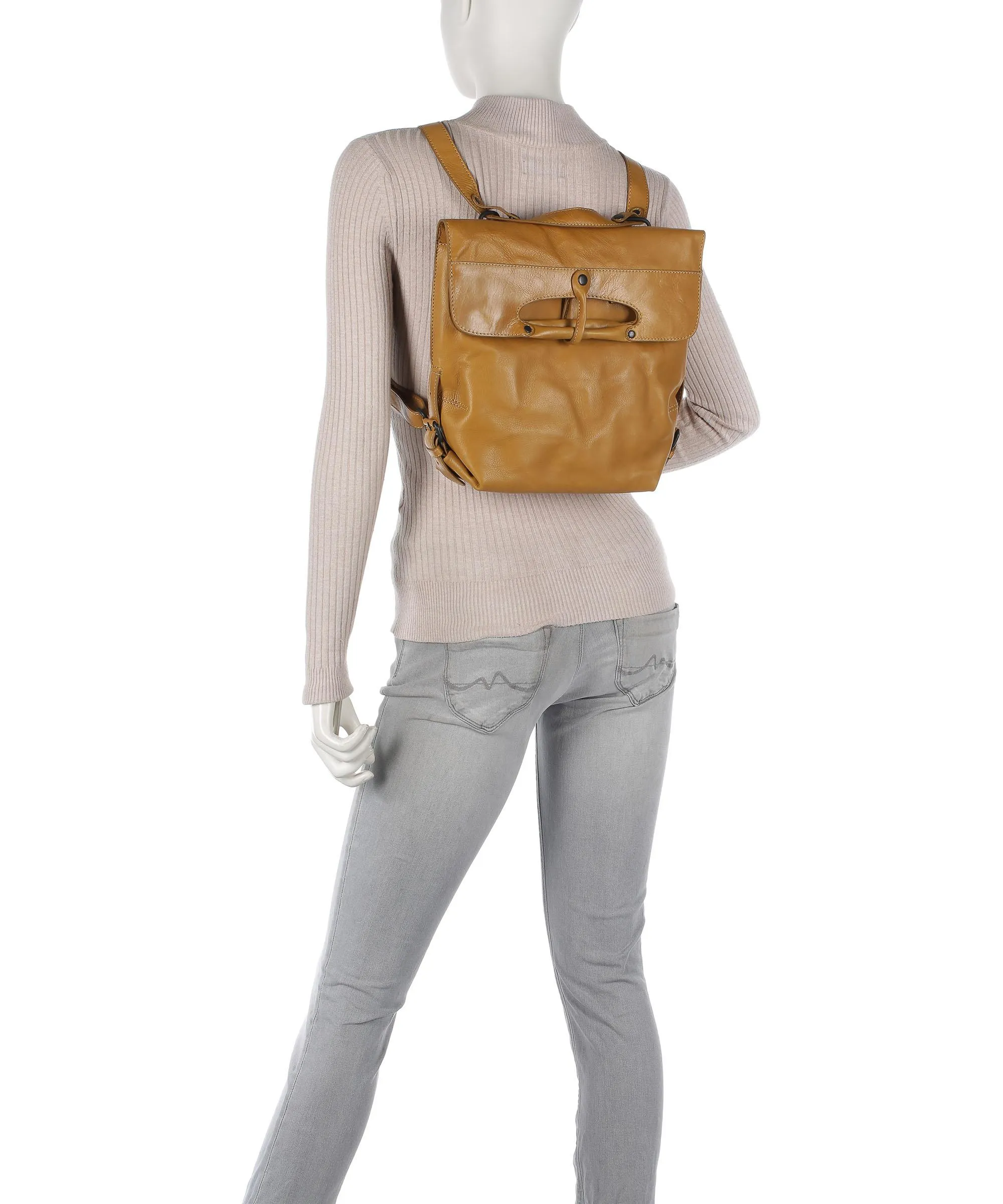 Aunts & Uncles Grandma's Luxury Club Mrs. Mince Pie Ochre Grain Cowhide Leather Backpack