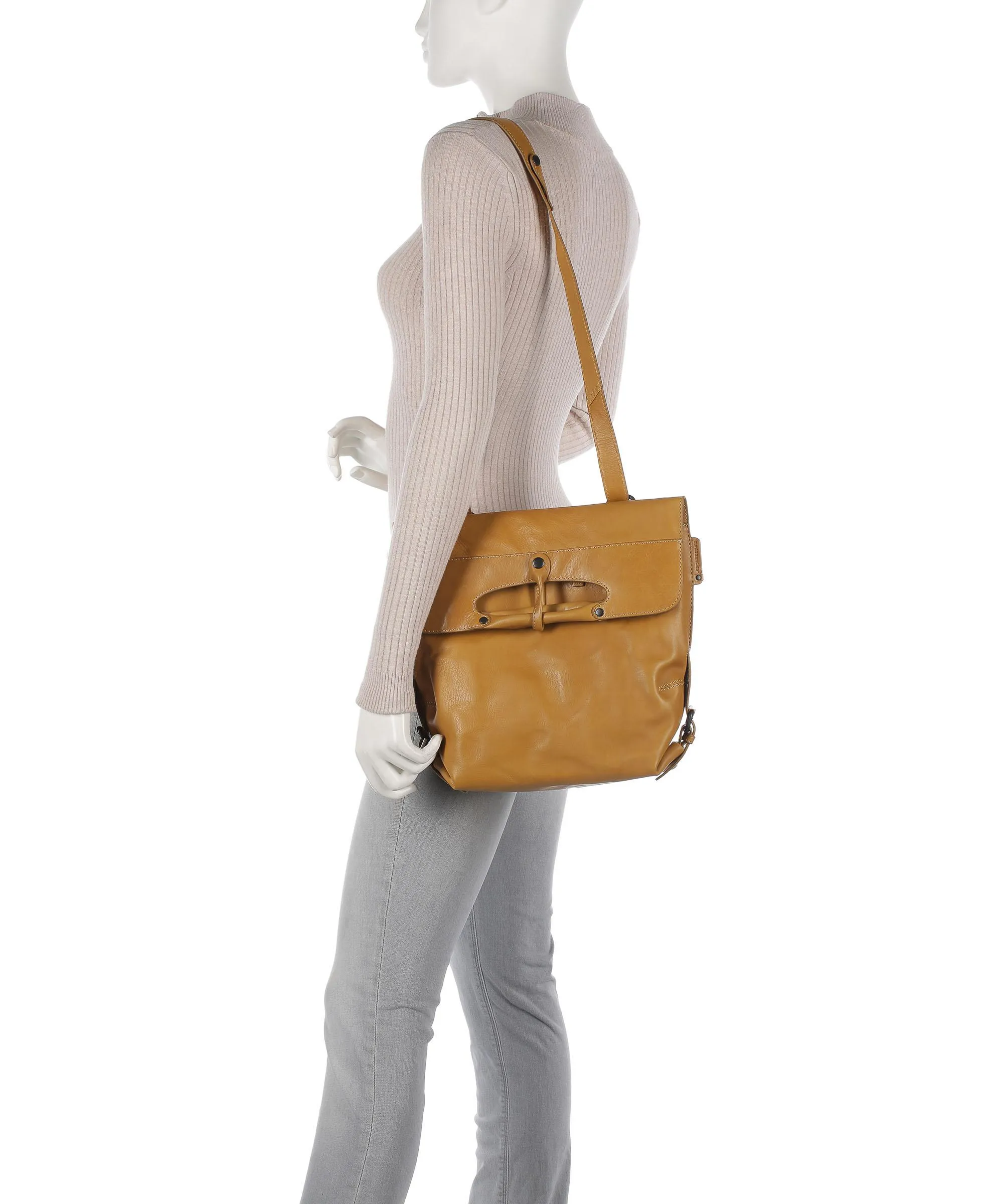 Aunts & Uncles Grandma's Luxury Club Mrs. Mince Pie Ochre Grain Cowhide Leather Backpack