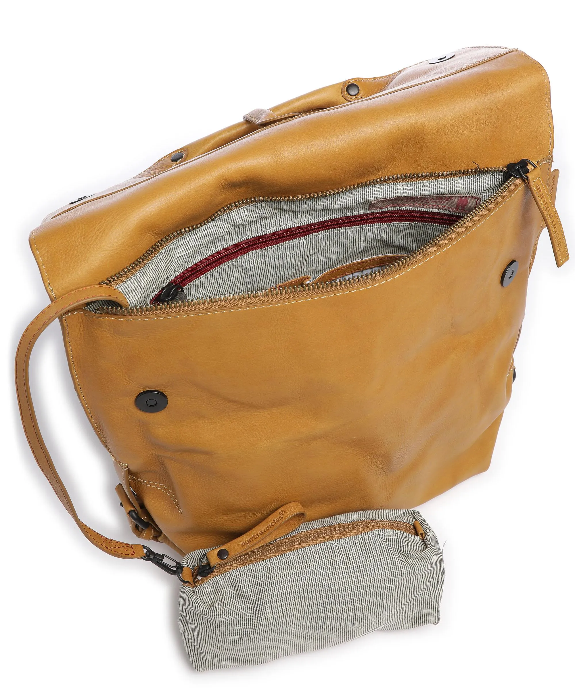 Aunts & Uncles Grandma's Luxury Club Mrs. Mince Pie Ochre Grain Cowhide Leather Backpack