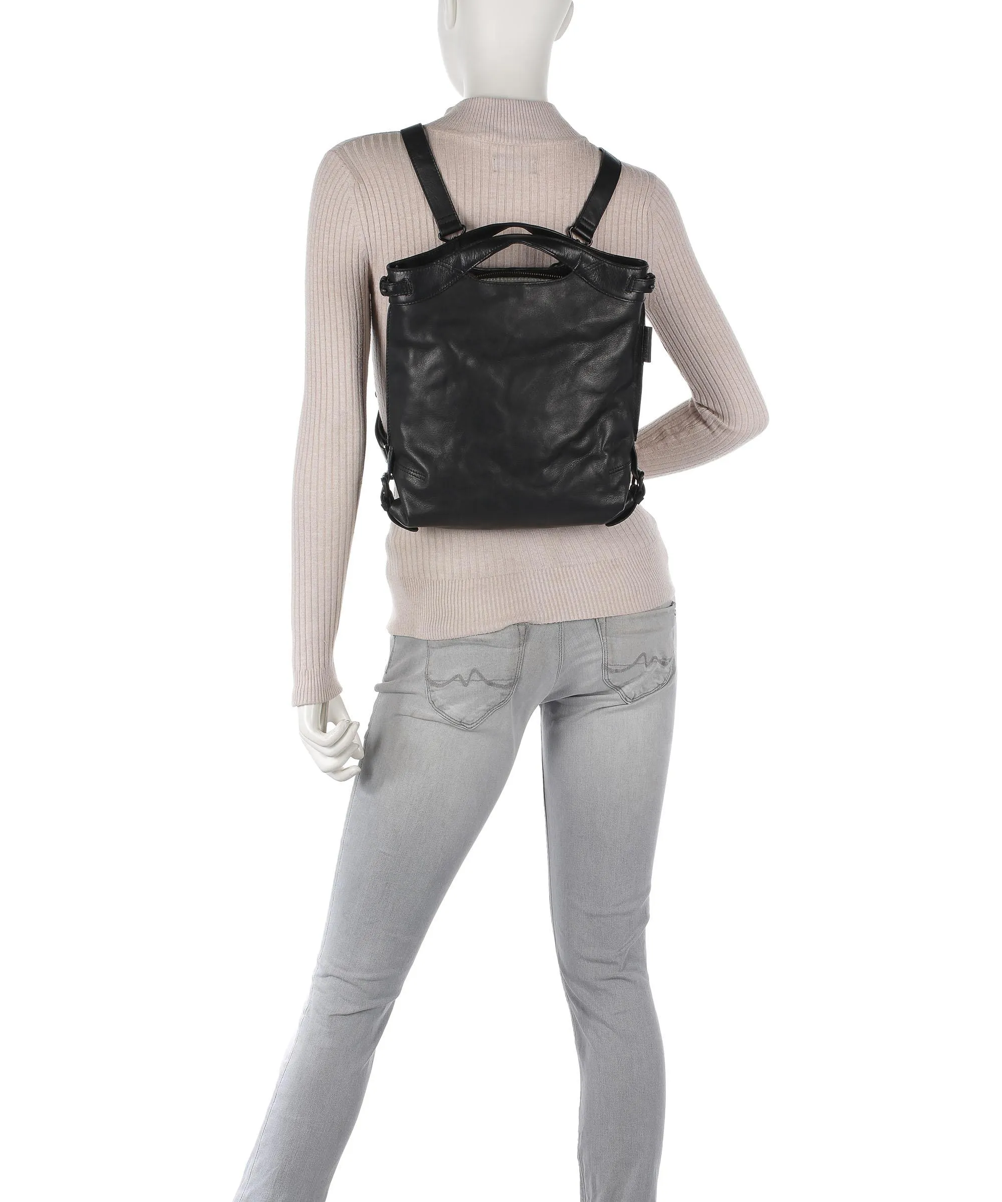 Aunts & Uncles Grandma's Luxury Club Mrs. Peach Crumble Black Cowhide Leather Backpack