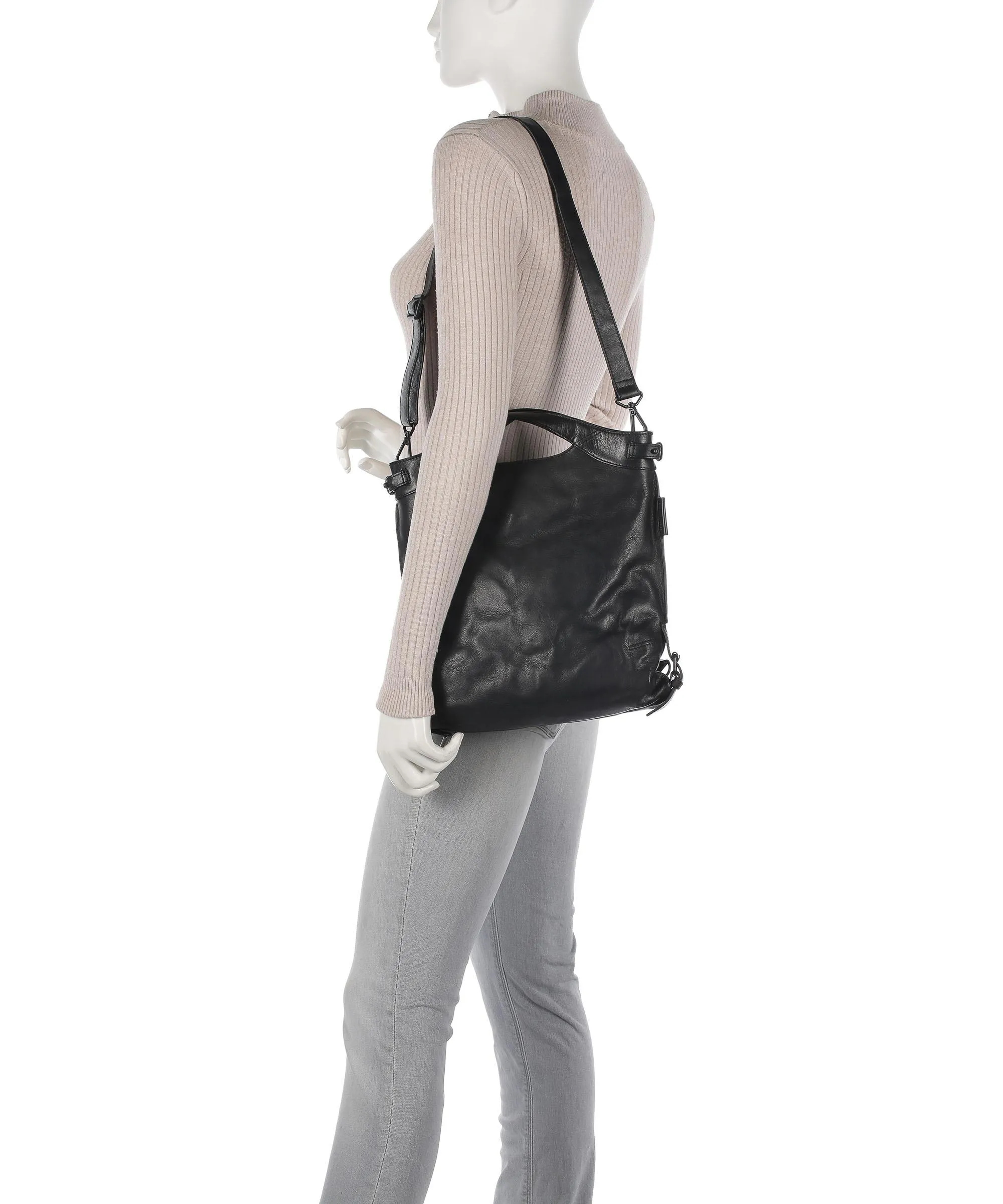 Aunts & Uncles Grandma's Luxury Club Mrs. Peach Crumble Black Cowhide Leather Backpack