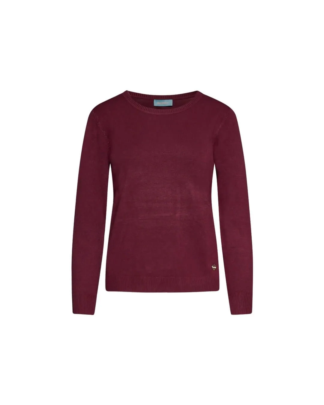 Basic Crewneck Sweater with Long Sleeves BURGUNDY