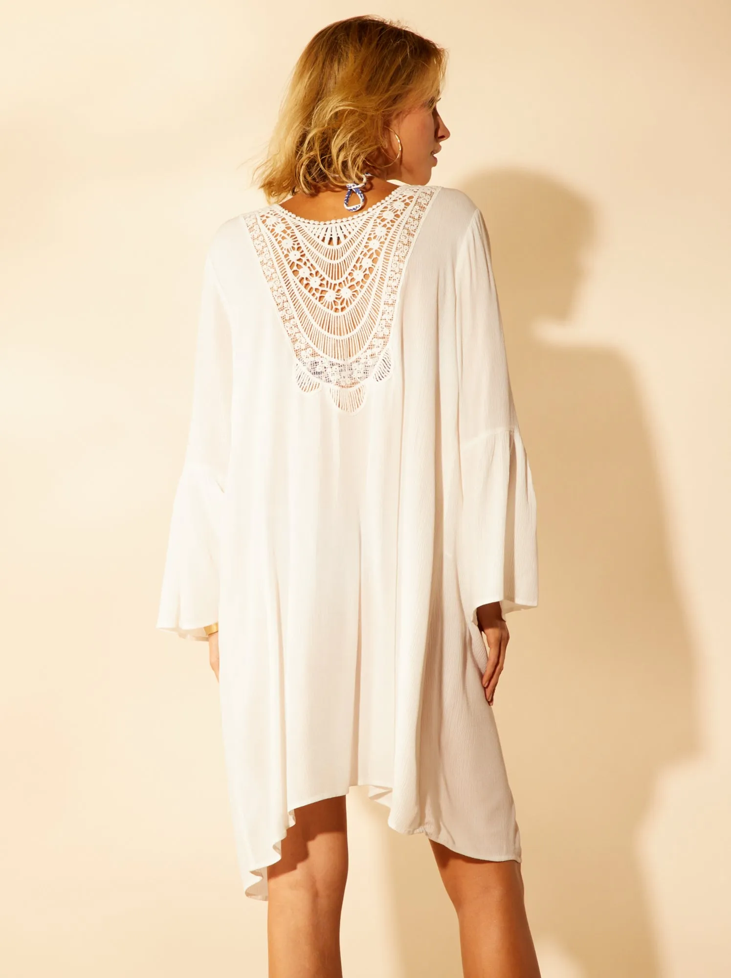 Beach Kimono Style Dress - White
