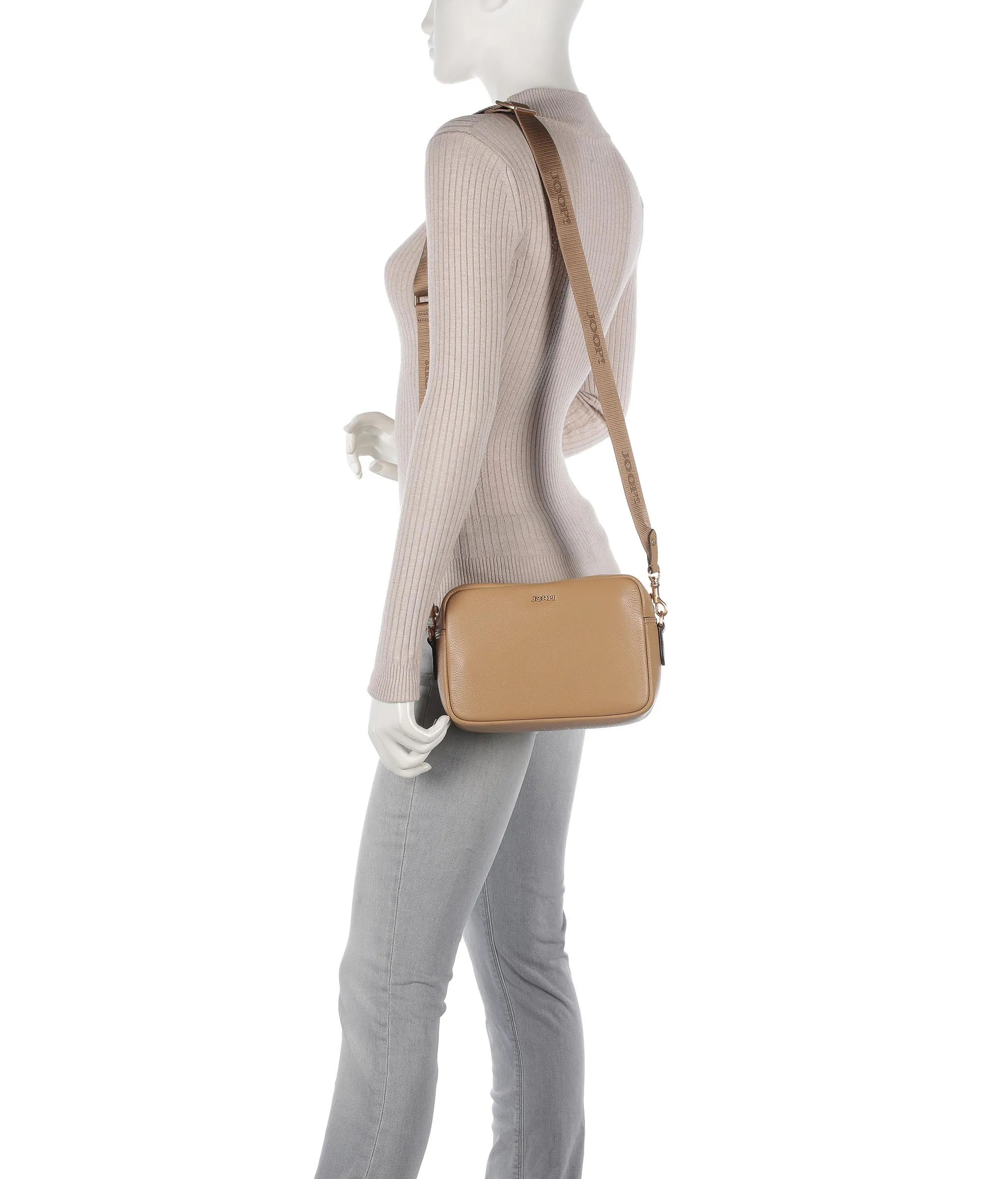 Beige Grain Leather Crossbody Bag by JOOP! Lively Cloe