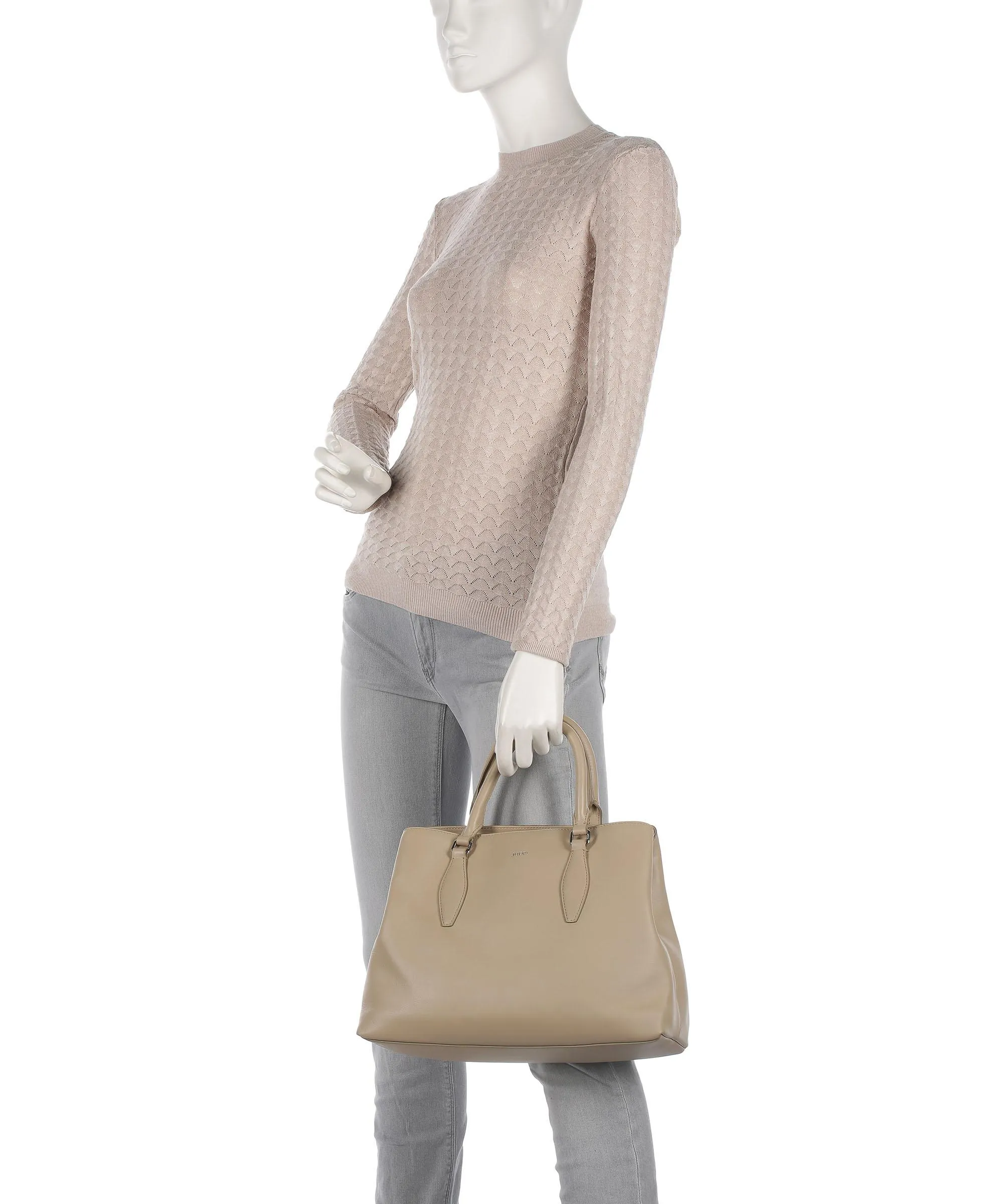 Beige Grain Leather Handbag by JOOP! Sophisticated 1.0 Emery
