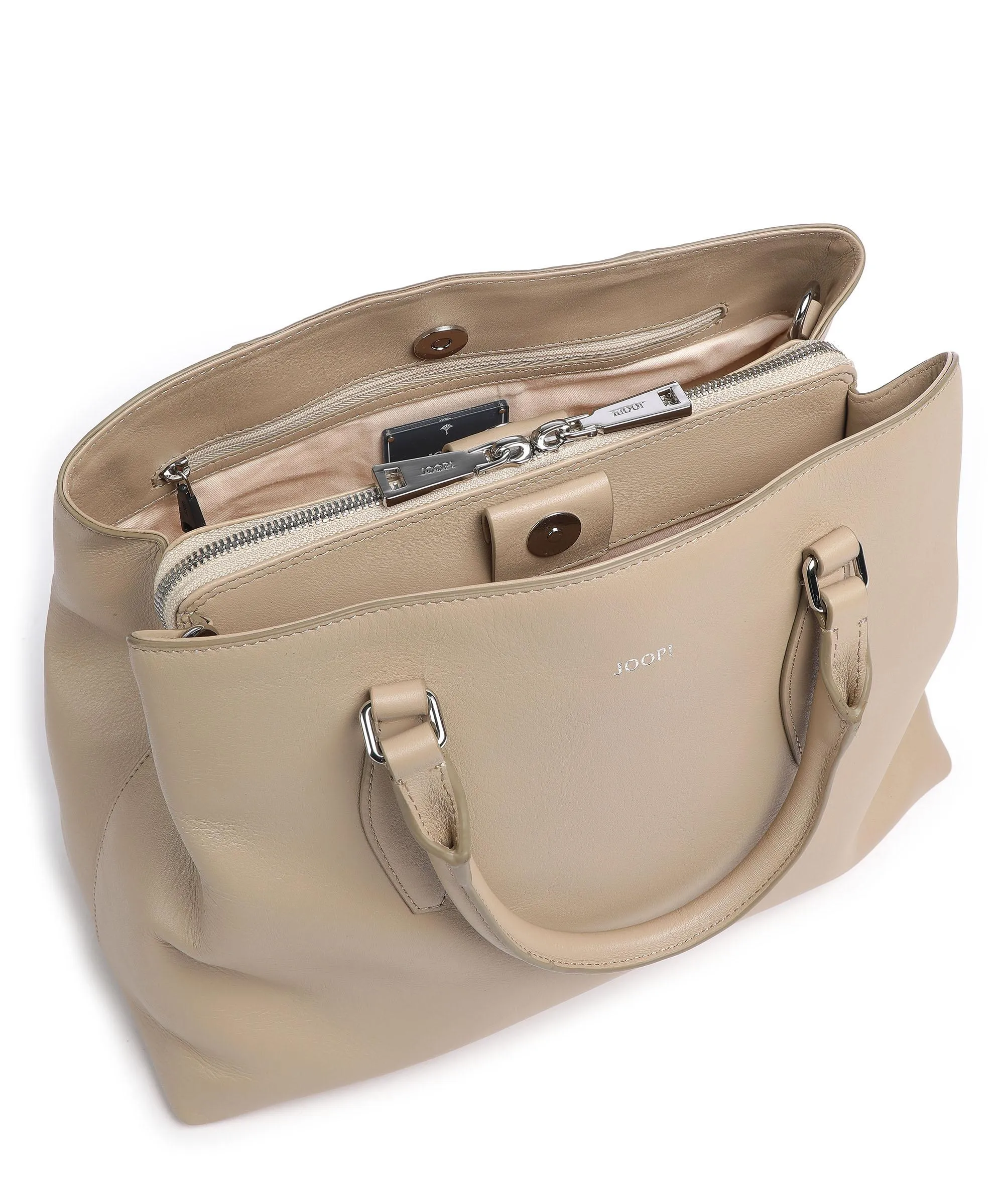 Beige Grain Leather Handbag by JOOP! Sophisticated 1.0 Emery