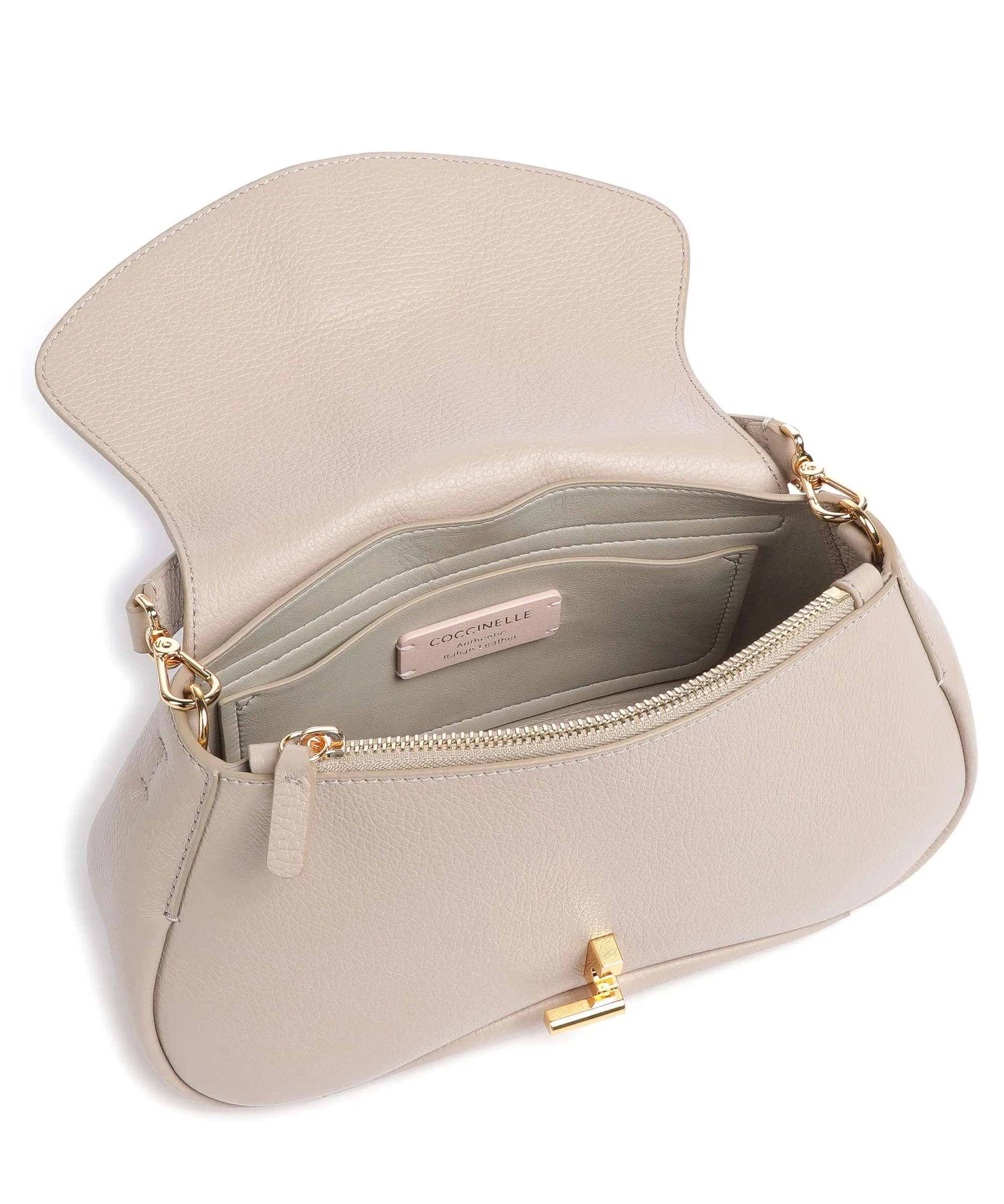 Beige Grained Calfskin Himma Ladybug Handbag