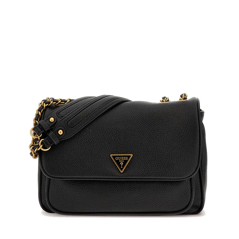 Black GUESS Becci Linea Crossbody Bag with Flap Closure