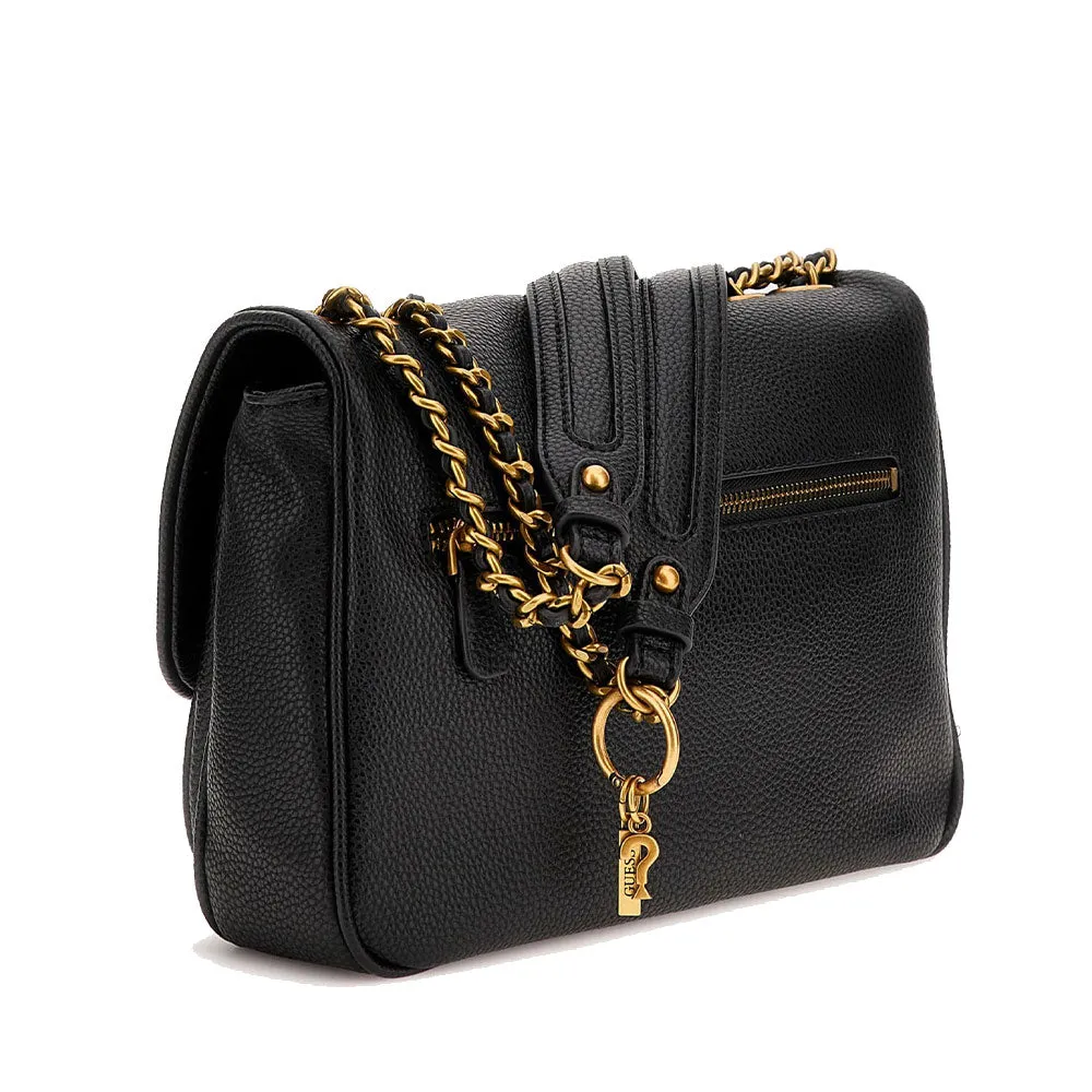 Black GUESS Becci Linea Crossbody Bag with Flap Closure