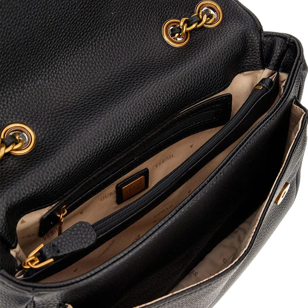 Black GUESS Becci Linea Crossbody Bag with Flap Closure