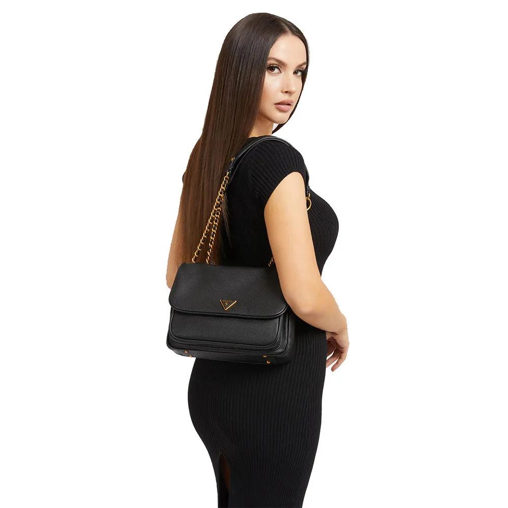 Black GUESS Becci Linea Crossbody Bag with Flap Closure