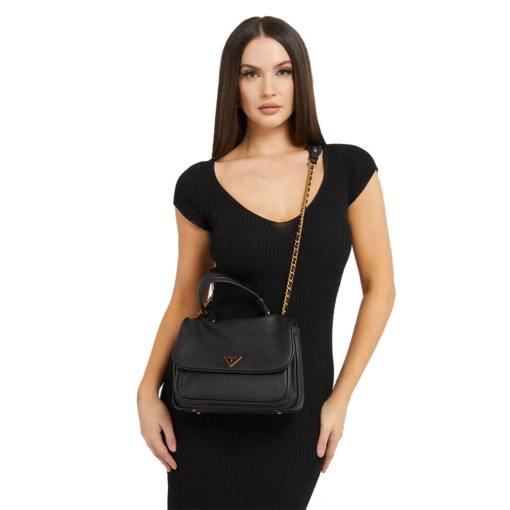 Black GUESS Becci Linea Crossbody Bag with Flap Closure