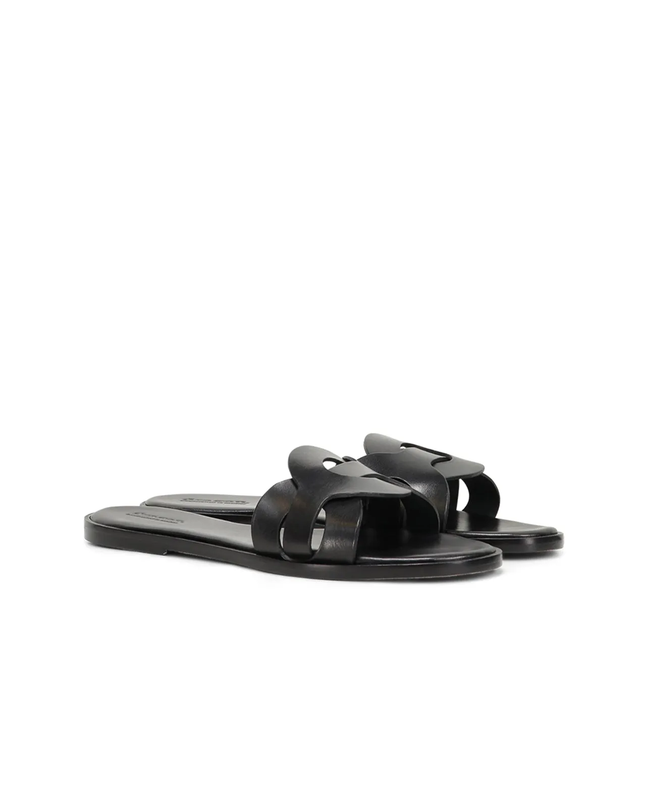 Black leather Sandalo Big Ring