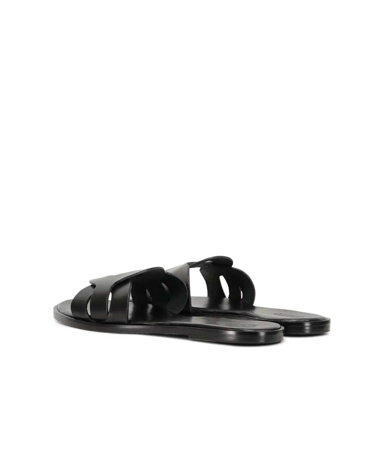 Black leather Sandalo Big Ring