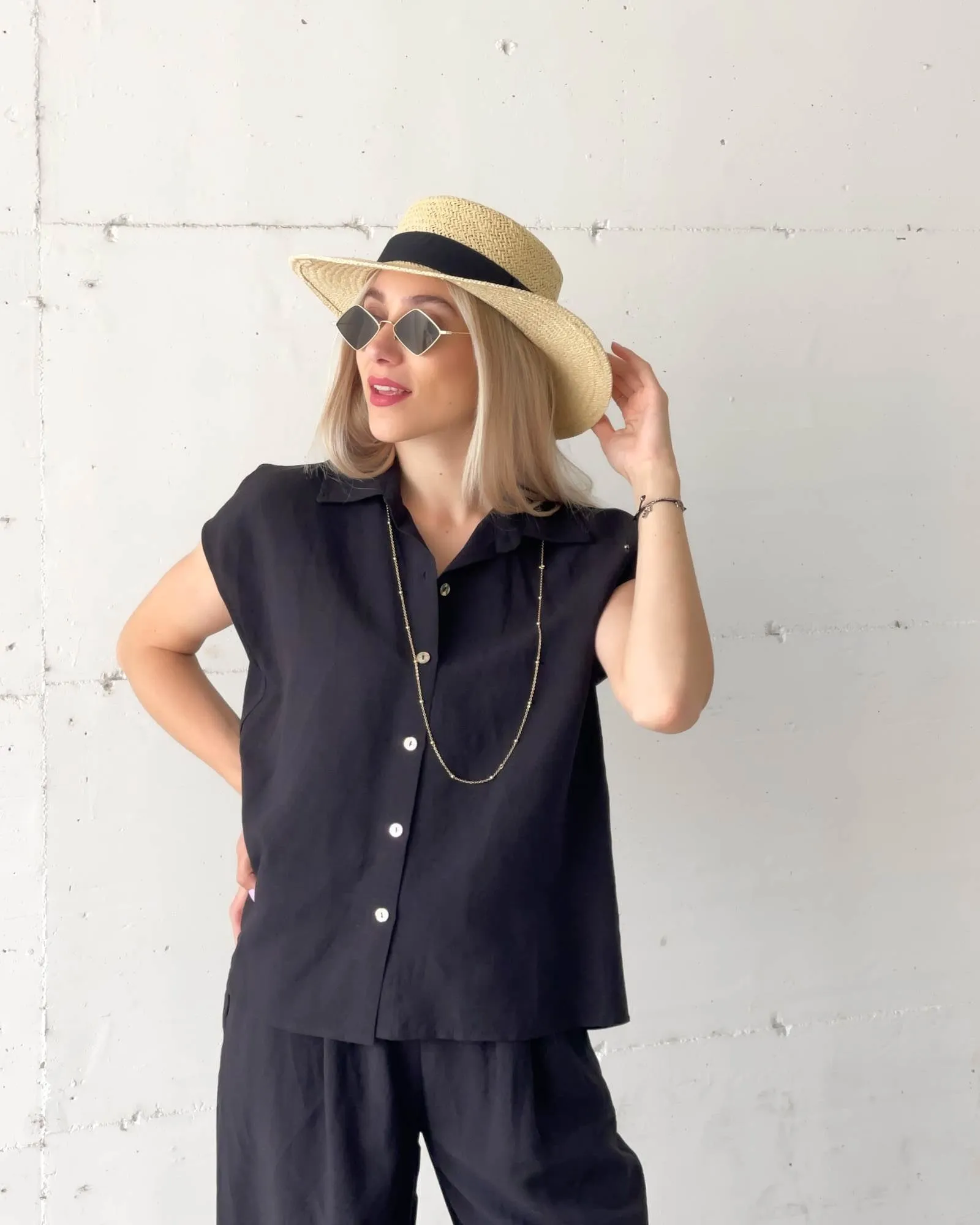 Black Linen Viscose Shirt