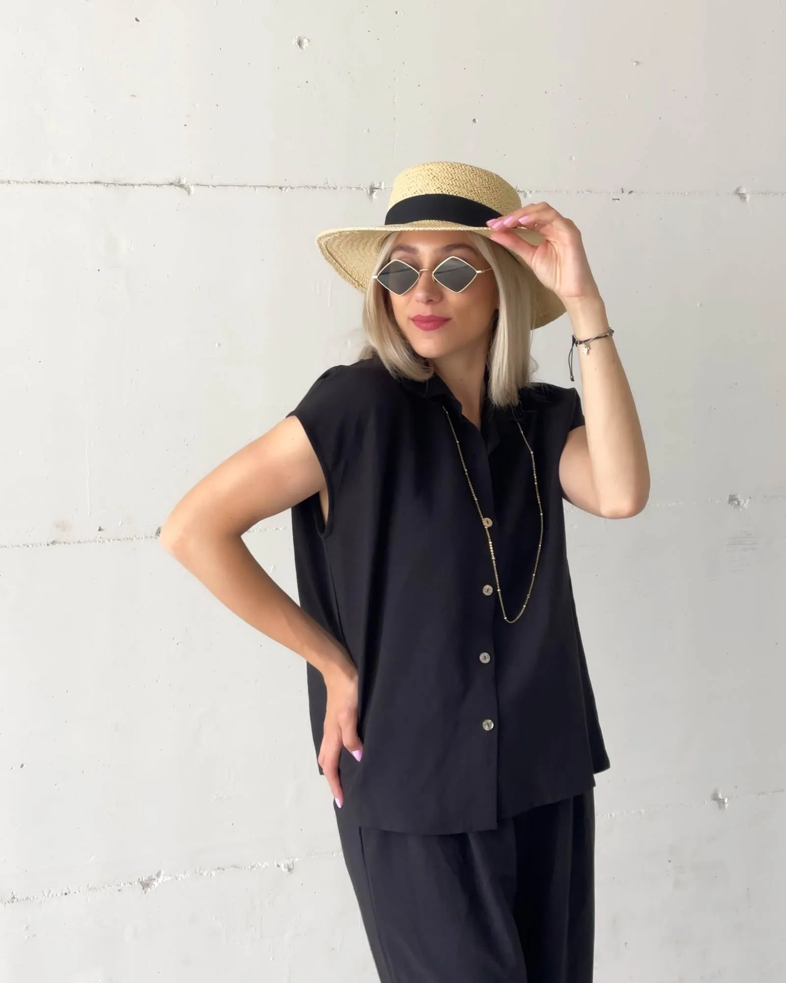 Black Linen Viscose Shirt