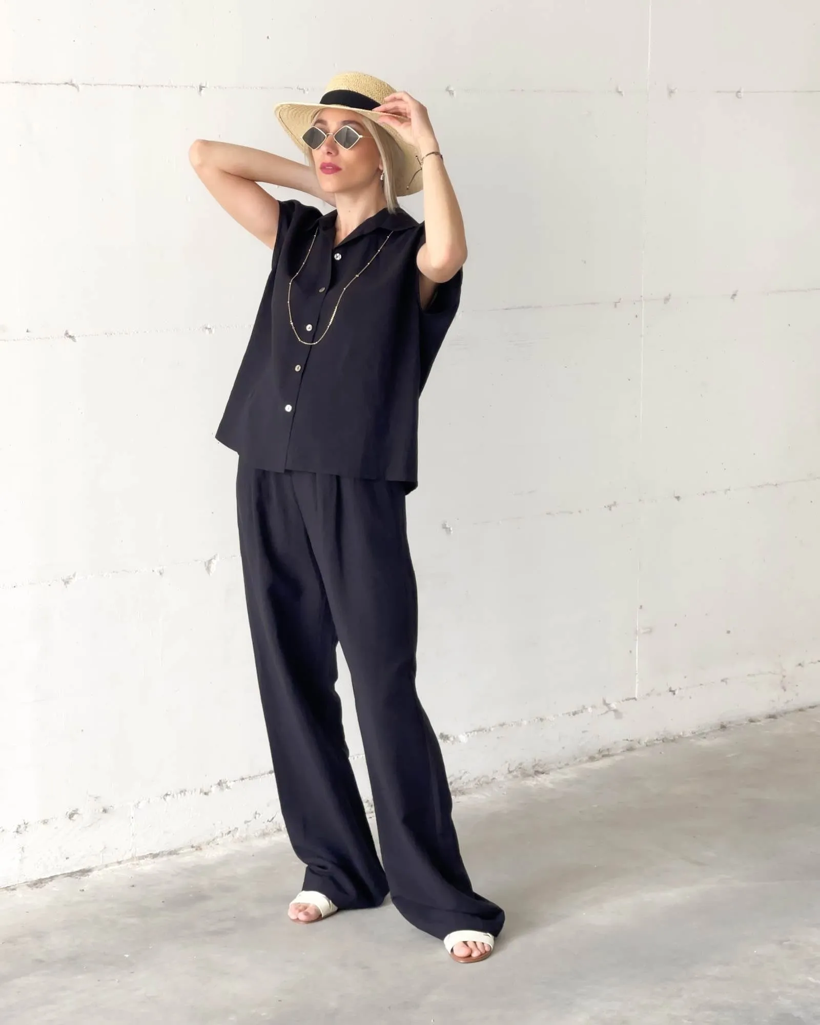 Black Linen Viscose Shirt