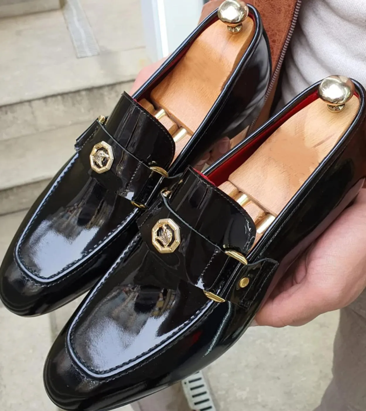 Black men's loafers, square toe slip-on dress shoes, free shipping, sizes 38 to 48, men's formal shoes.