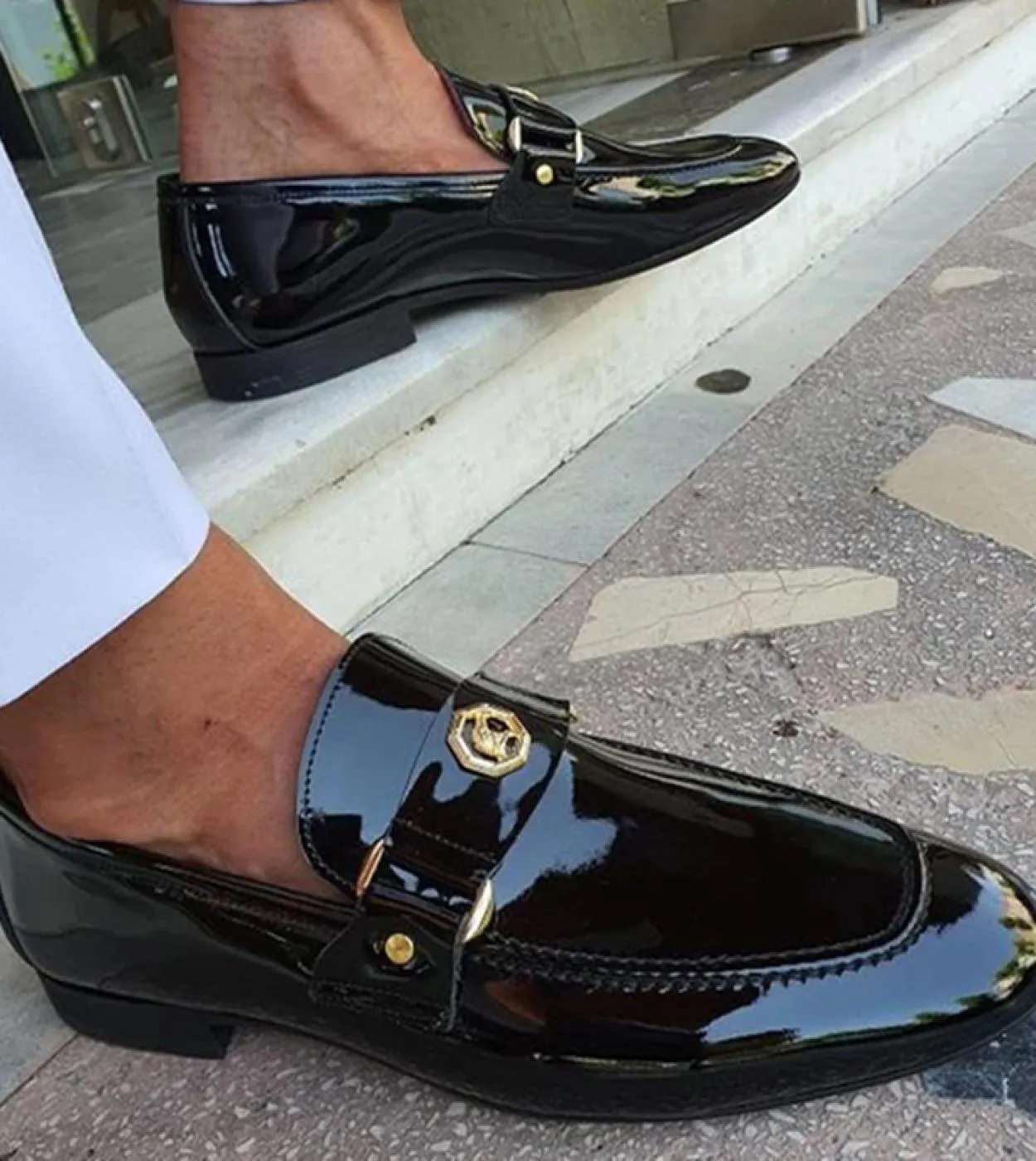 Black men's loafers, square toe slip-on dress shoes, free shipping, sizes 38 to 48, men's formal shoes.