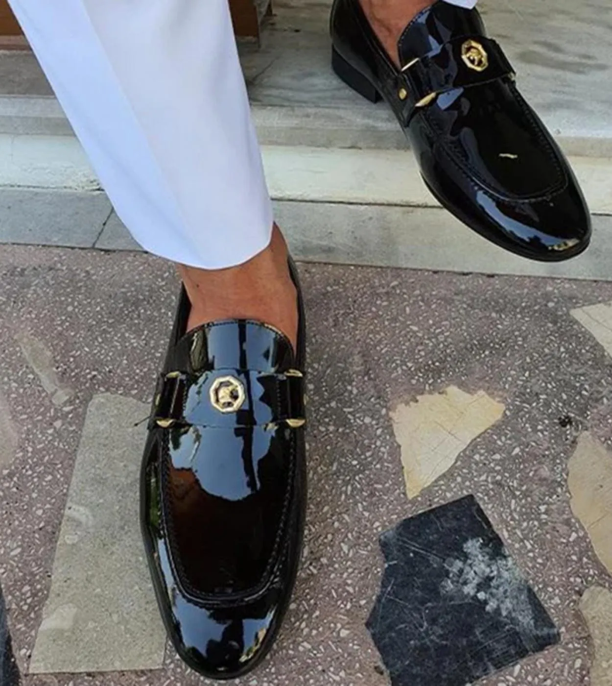 Black men's loafers, square toe slip-on dress shoes, free shipping, sizes 38 to 48, men's formal shoes.