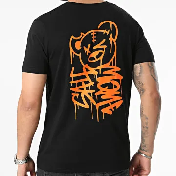 Black Orange Dripping Graffiti Teddy T-shirt
