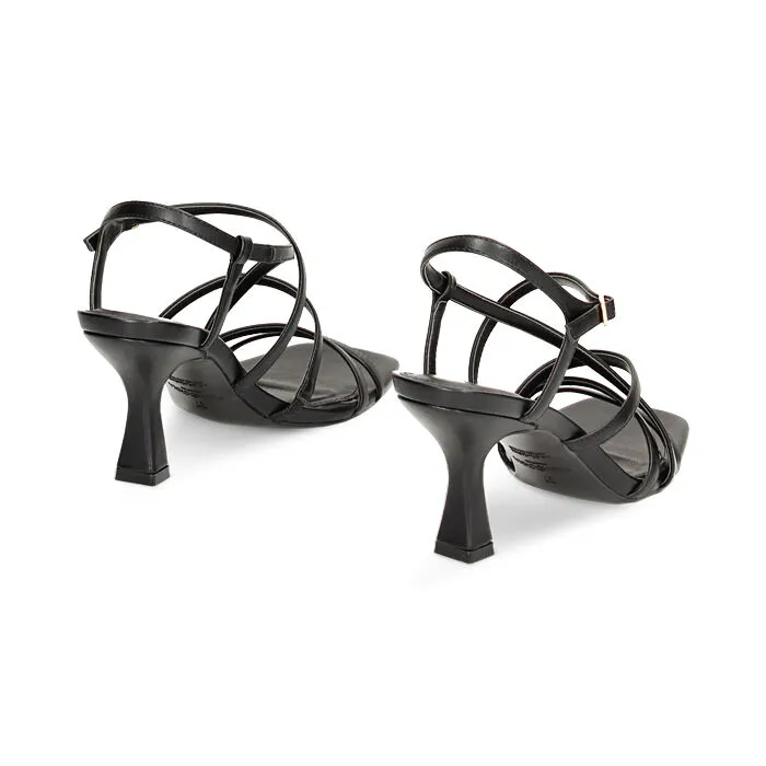 Black sandals, 7.5 cm heel height