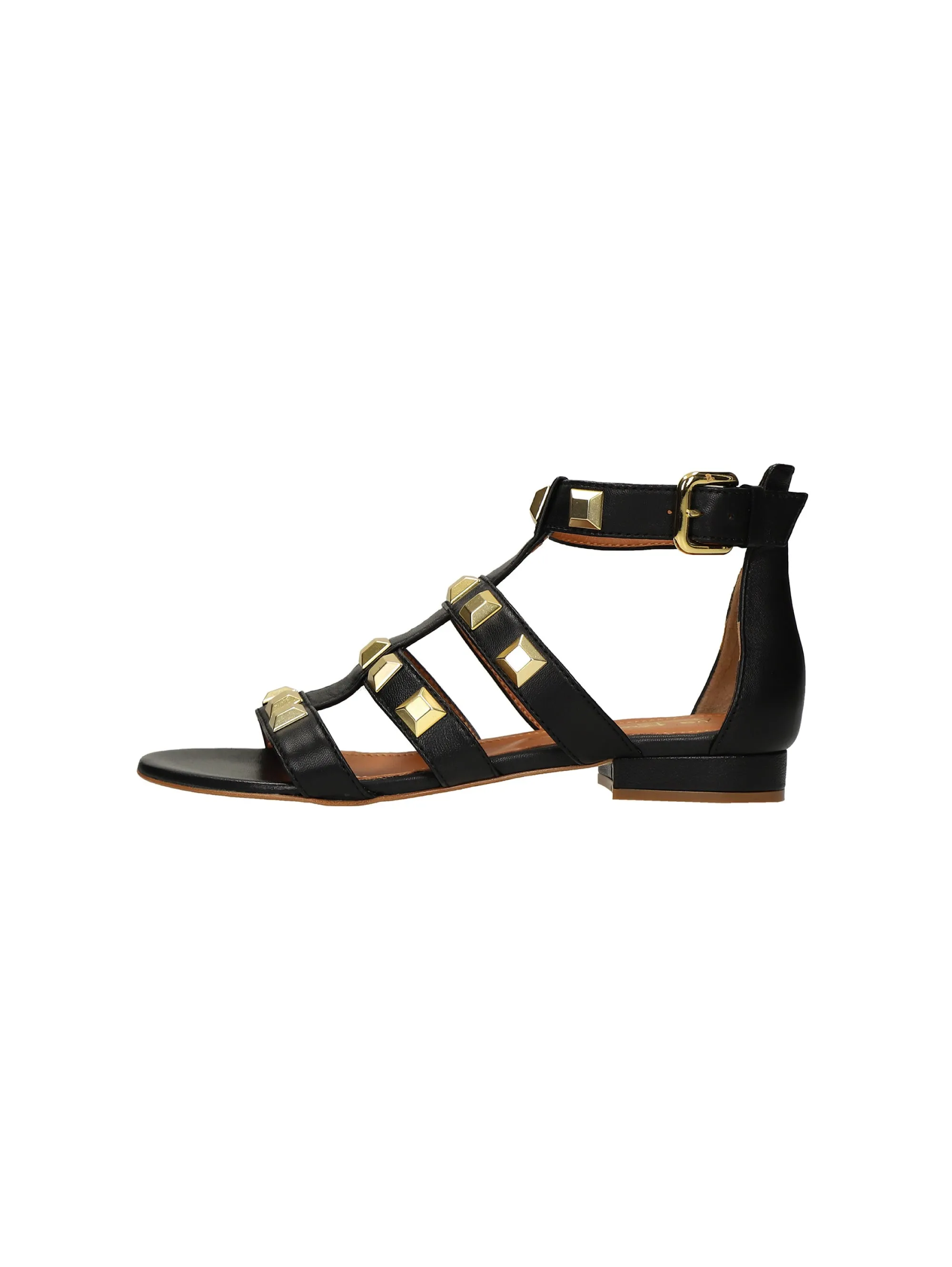 Black Studded Sandals with Straps