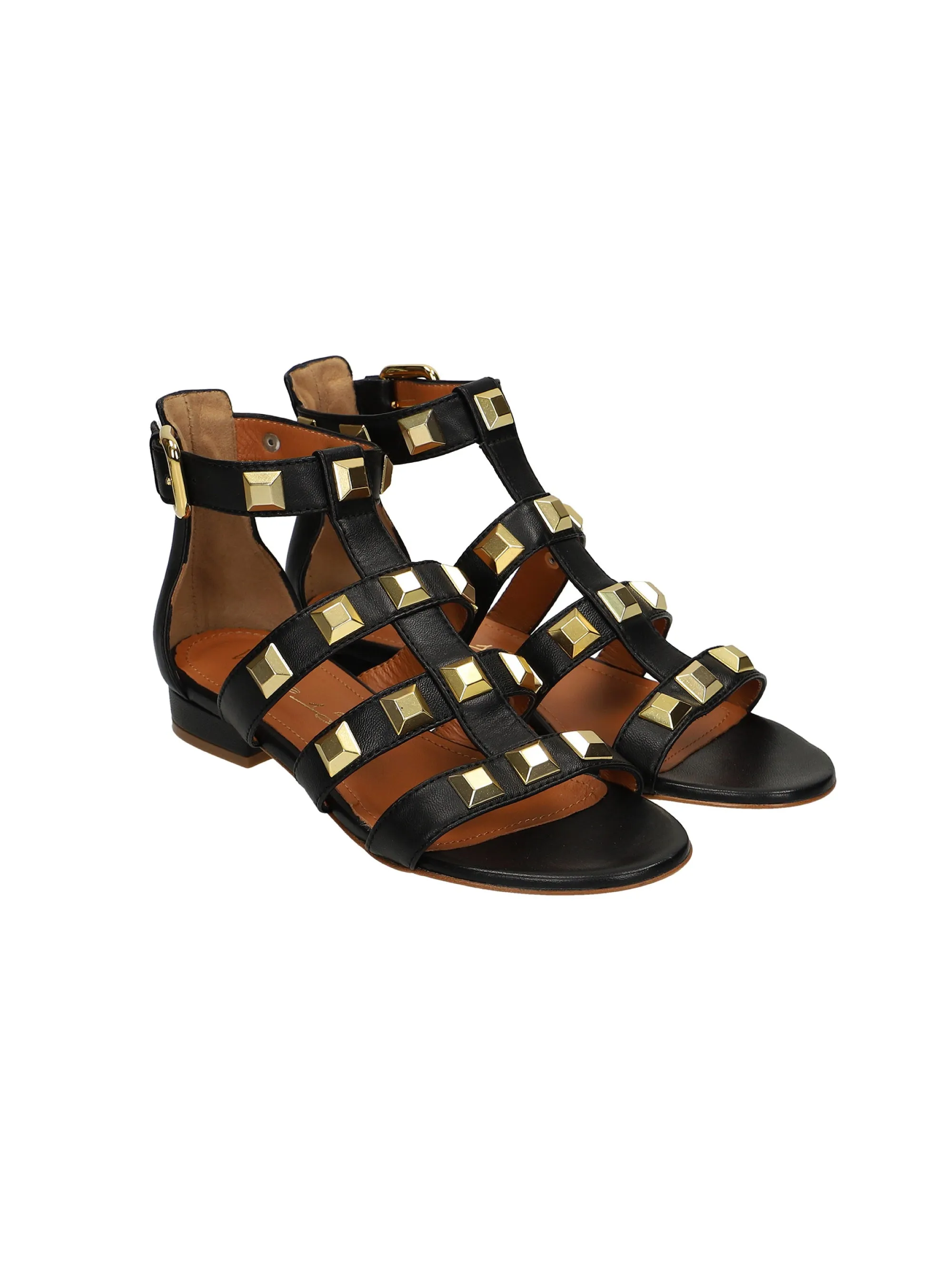 Black Studded Sandals with Straps