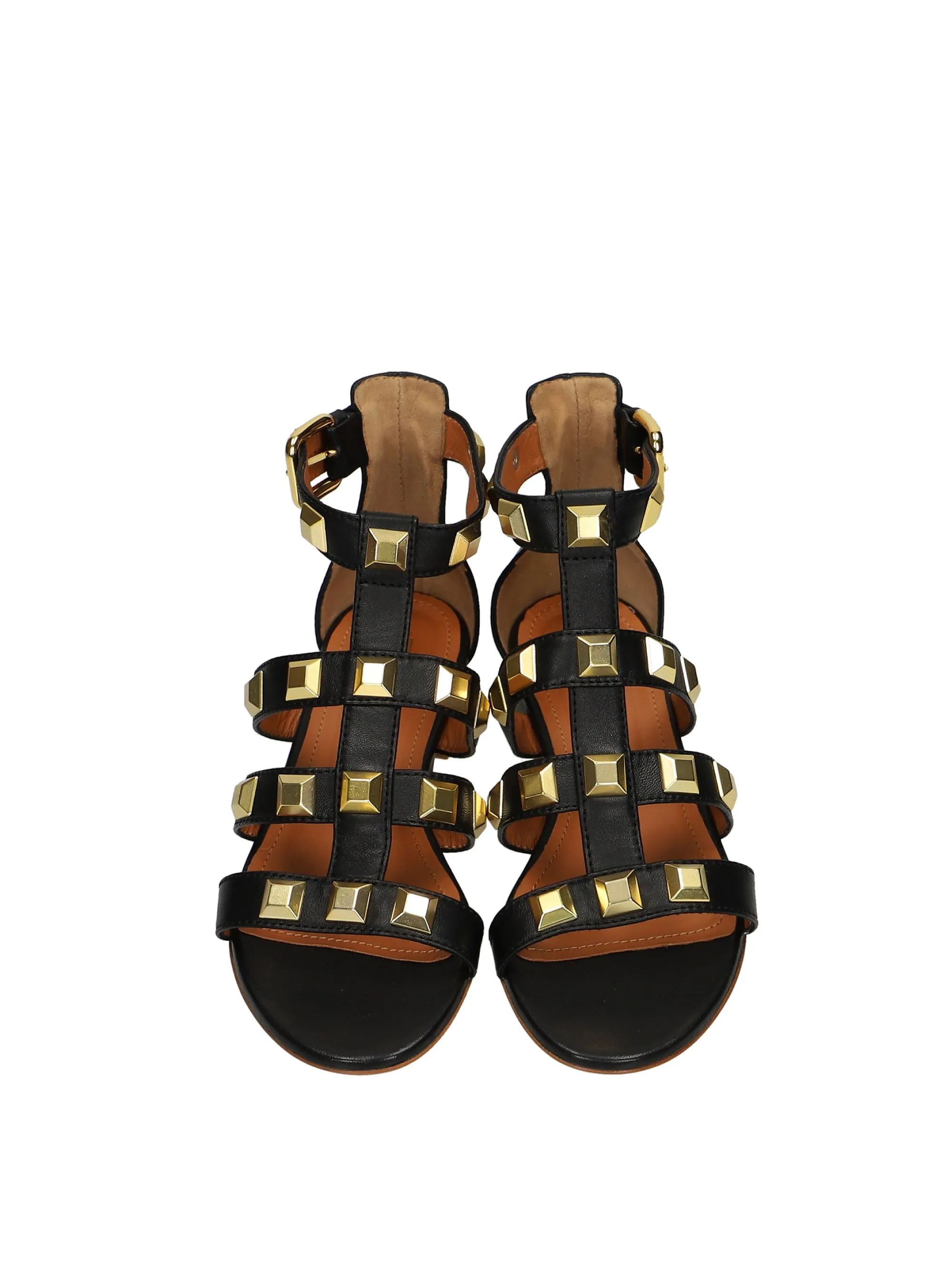 Black Studded Sandals with Straps