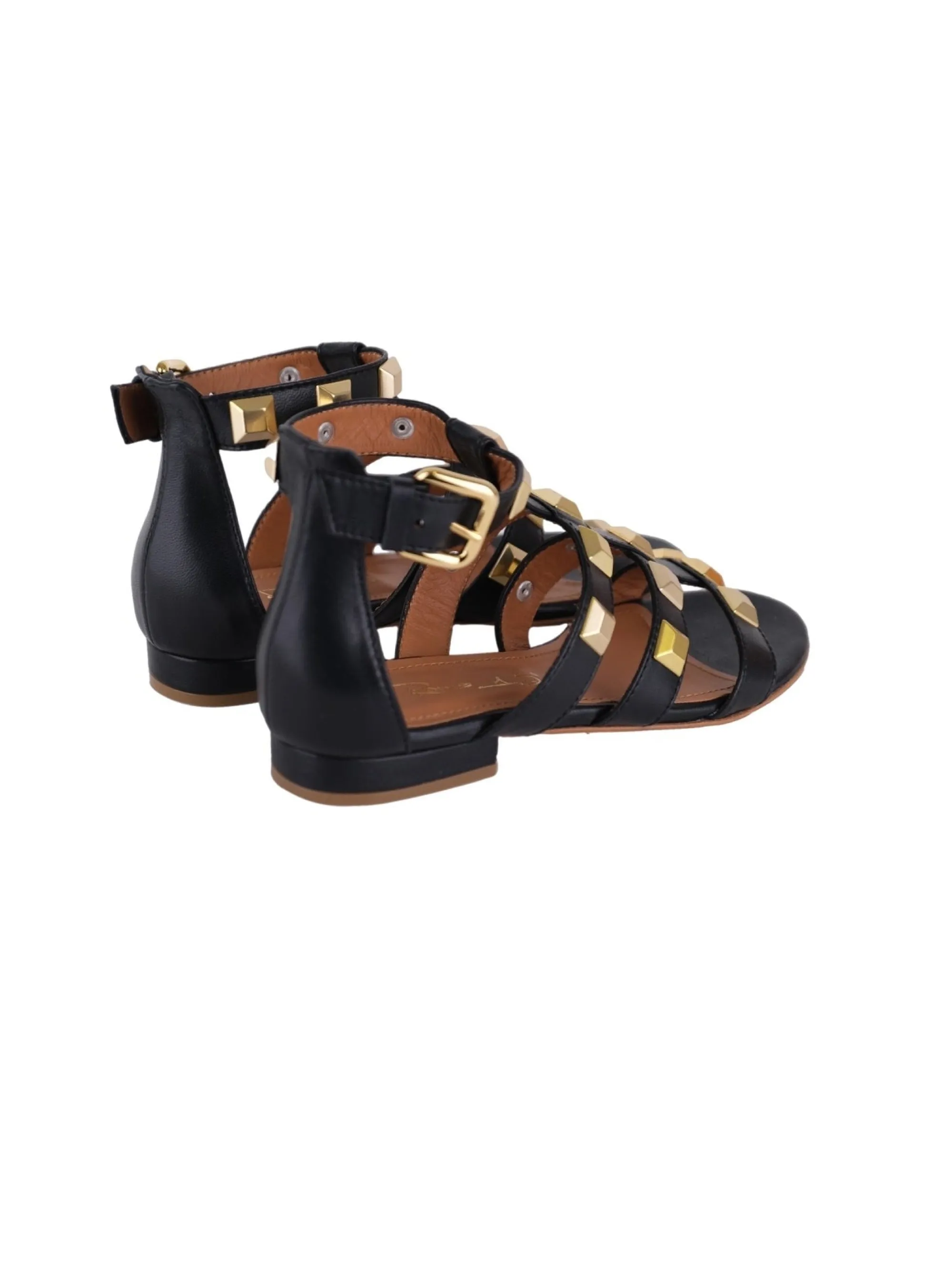 Black Studded Sandals with Straps