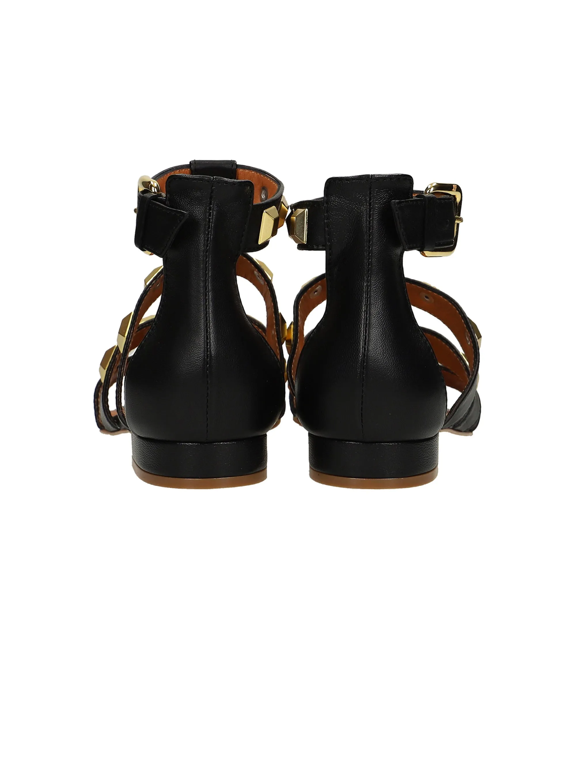 Black Studded Sandals with Straps