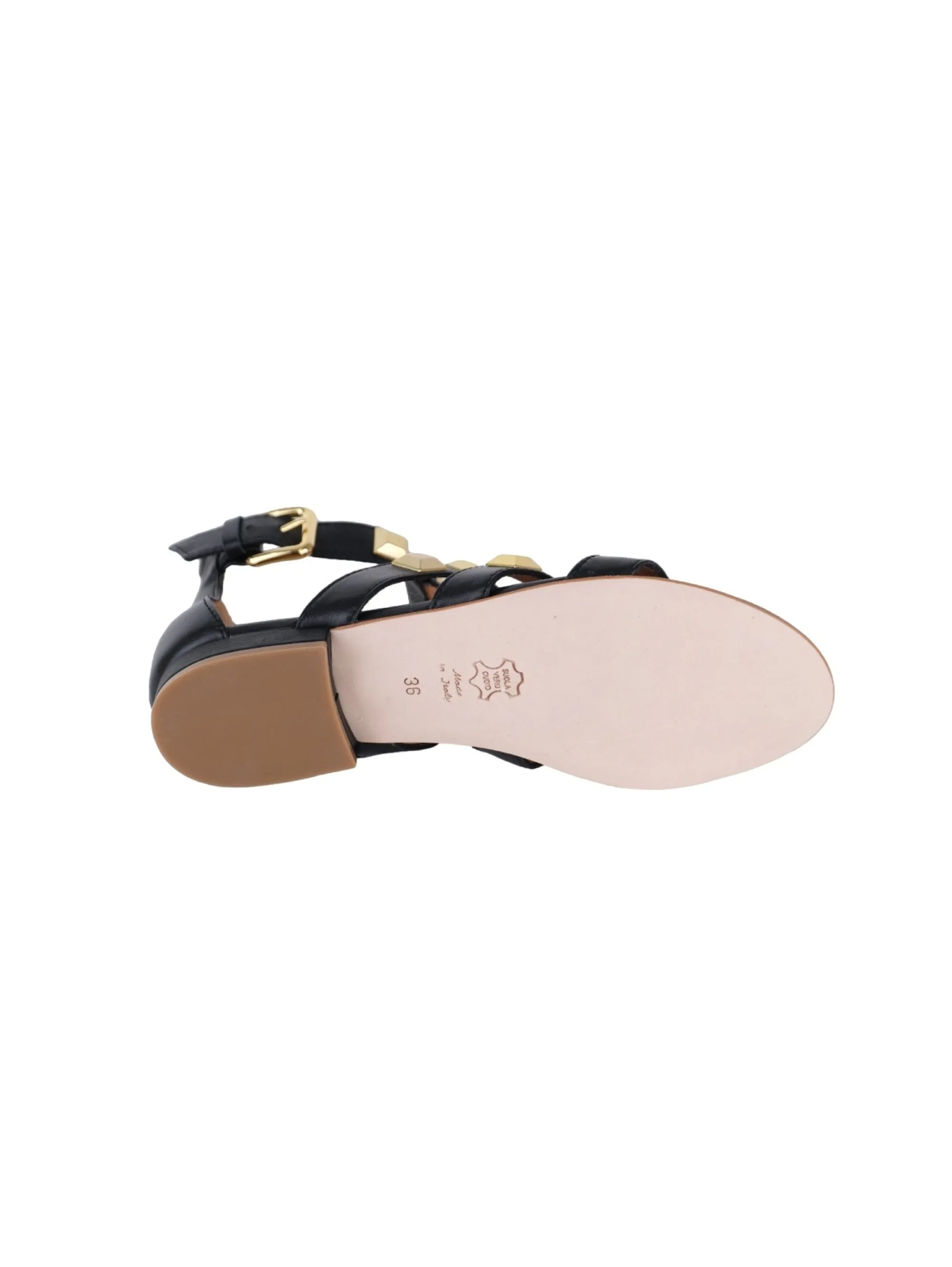 Black Studded Sandals with Straps
