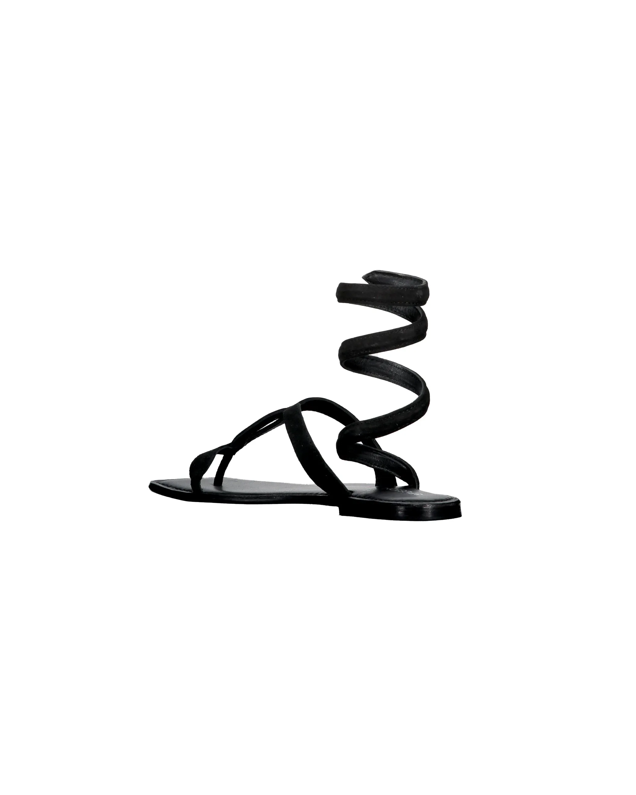 Black suede snake wrap sandals