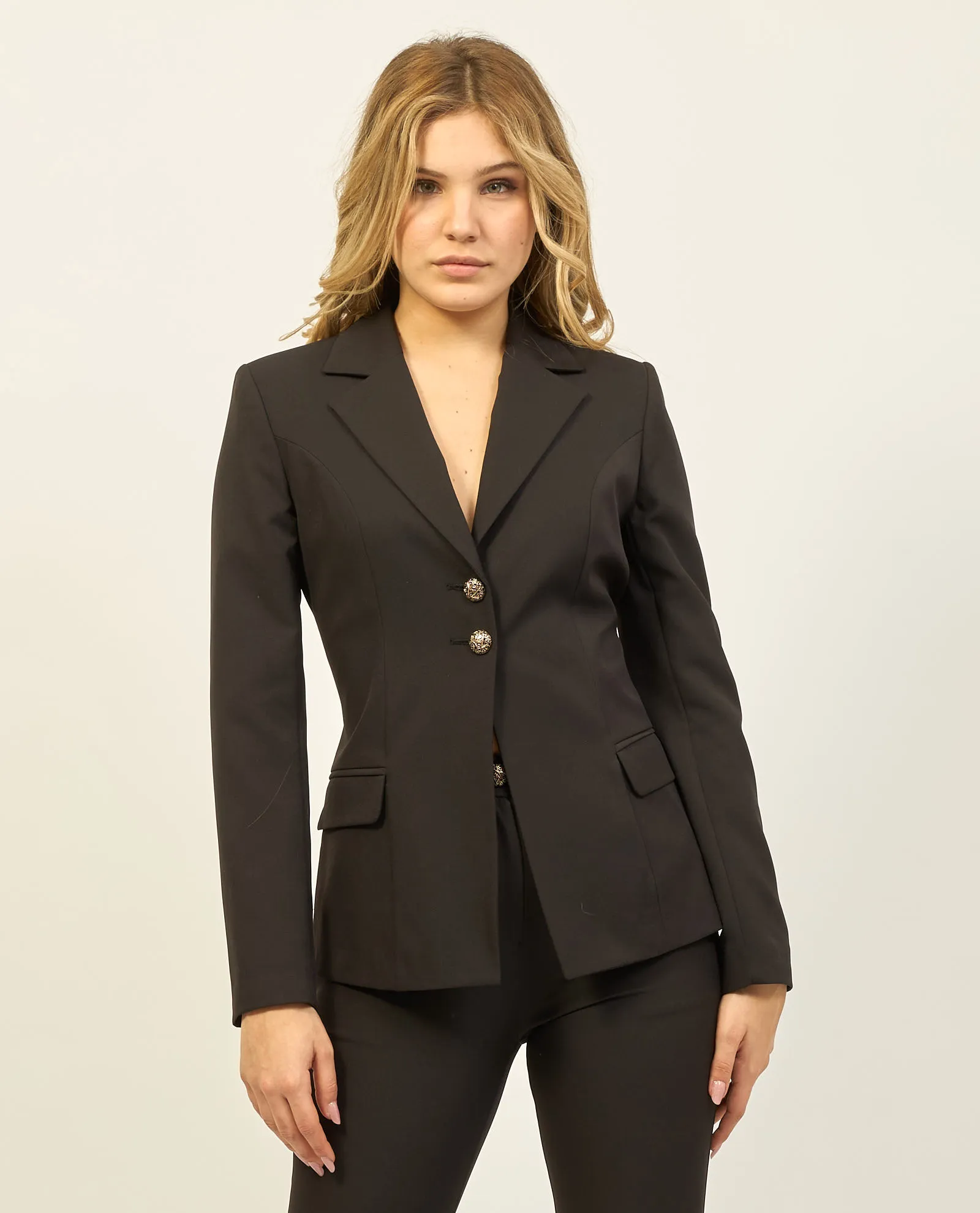 Black Yes Zee single-breasted jacket with slit at the back
