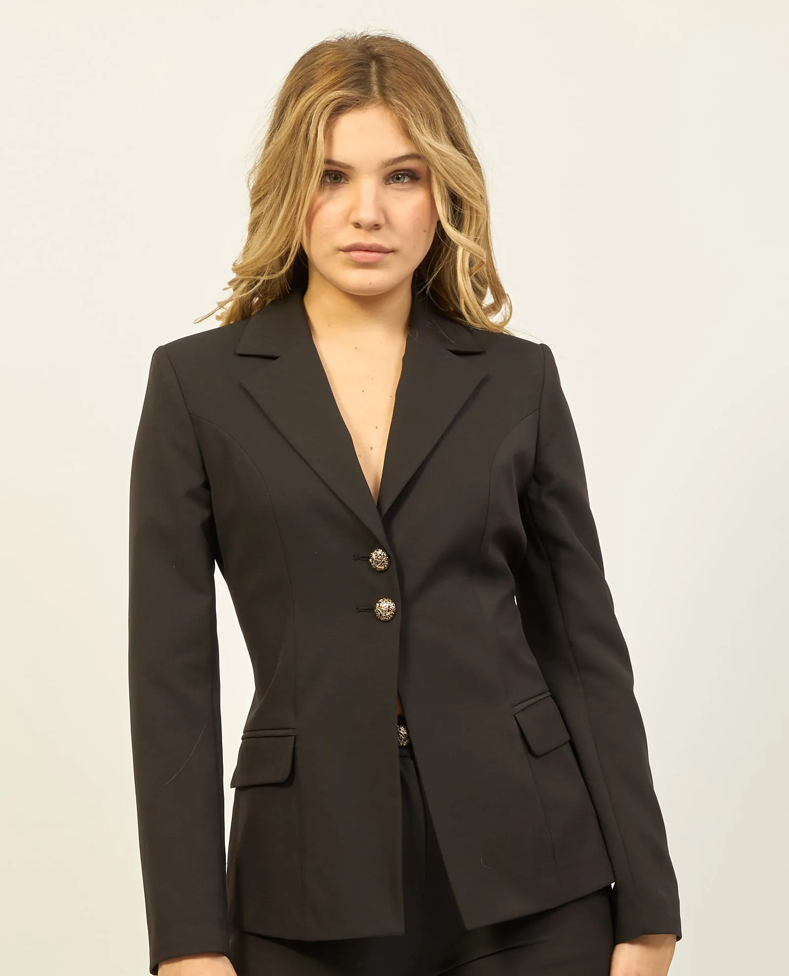 Black Yes Zee single-breasted jacket with slit at the back