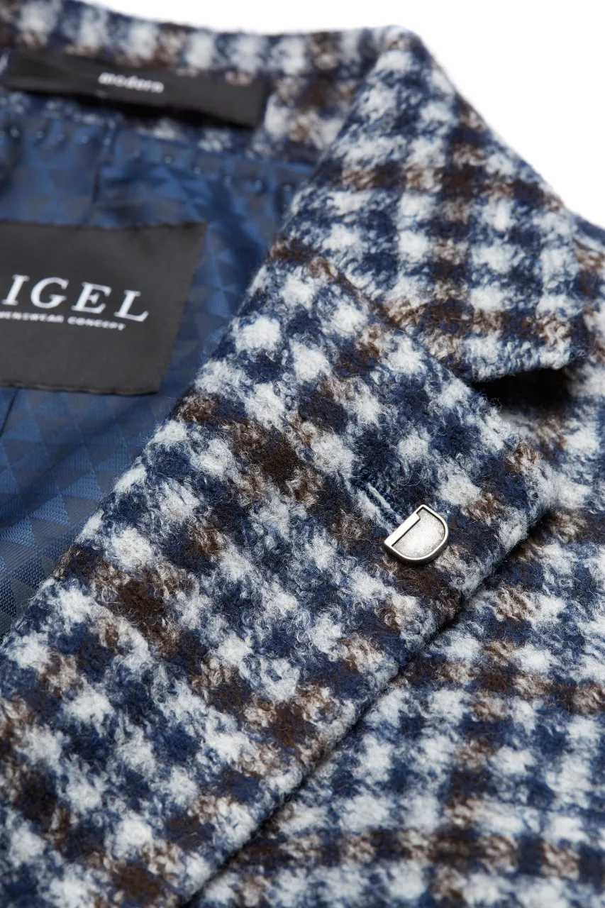Blazer jacket with modern fit, featuring a checkered pattern. This Digel blazer is made from jersey fabric and is unlined.