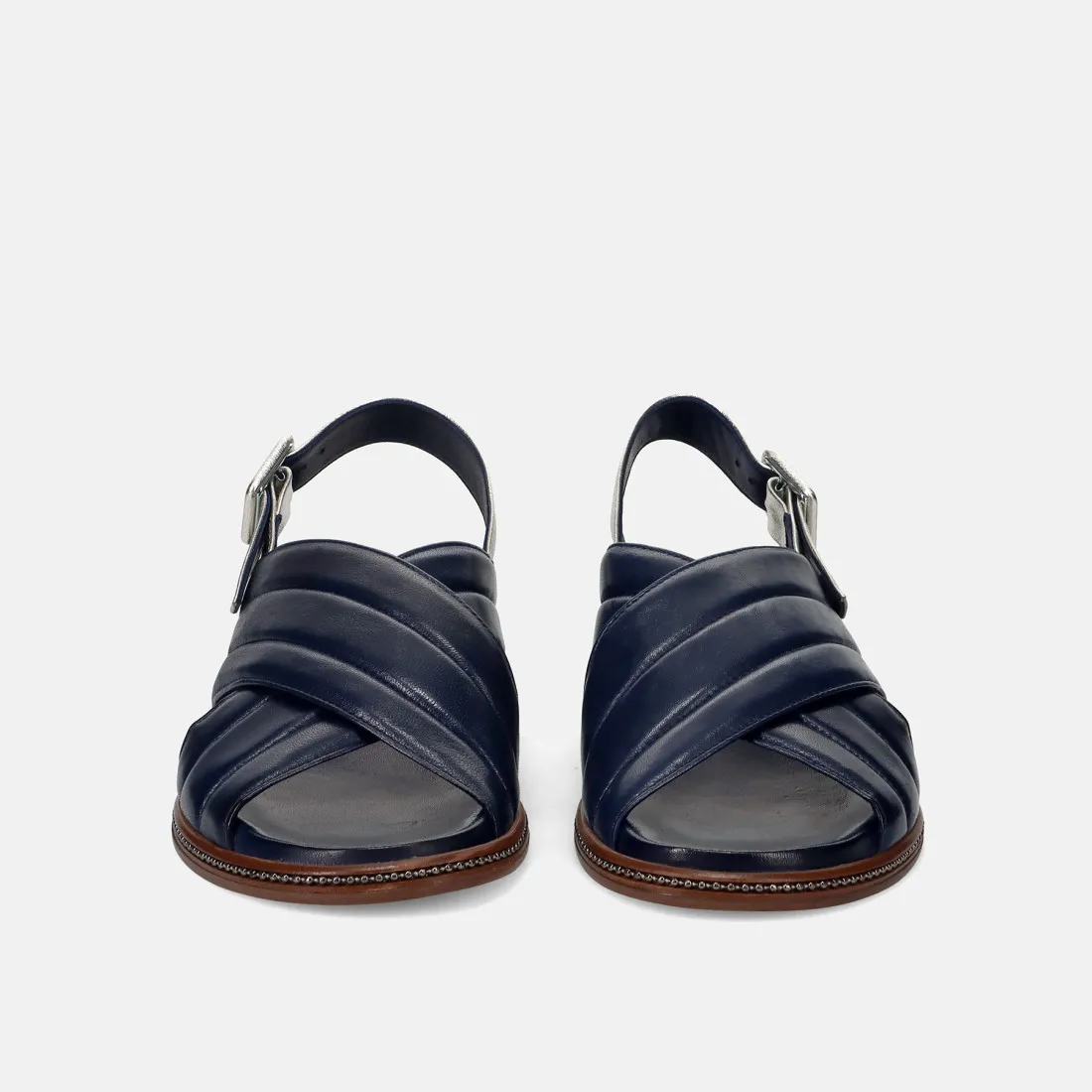 Blue and silver soft leather Sandalo Lorenzo Masiero with padded insole