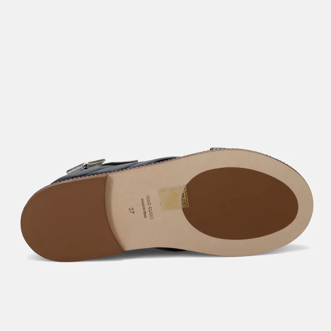 Blue and silver soft leather Sandalo Lorenzo Masiero with padded insole