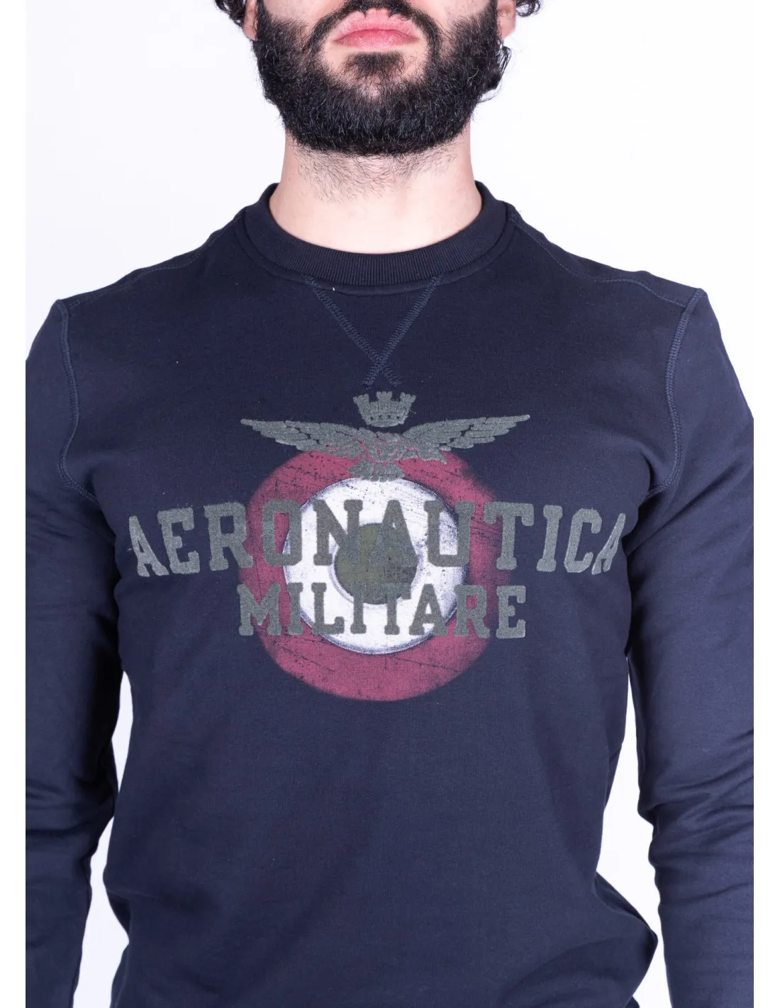 Blue crewneck sweatshirt for men Aeronautica Militare.
