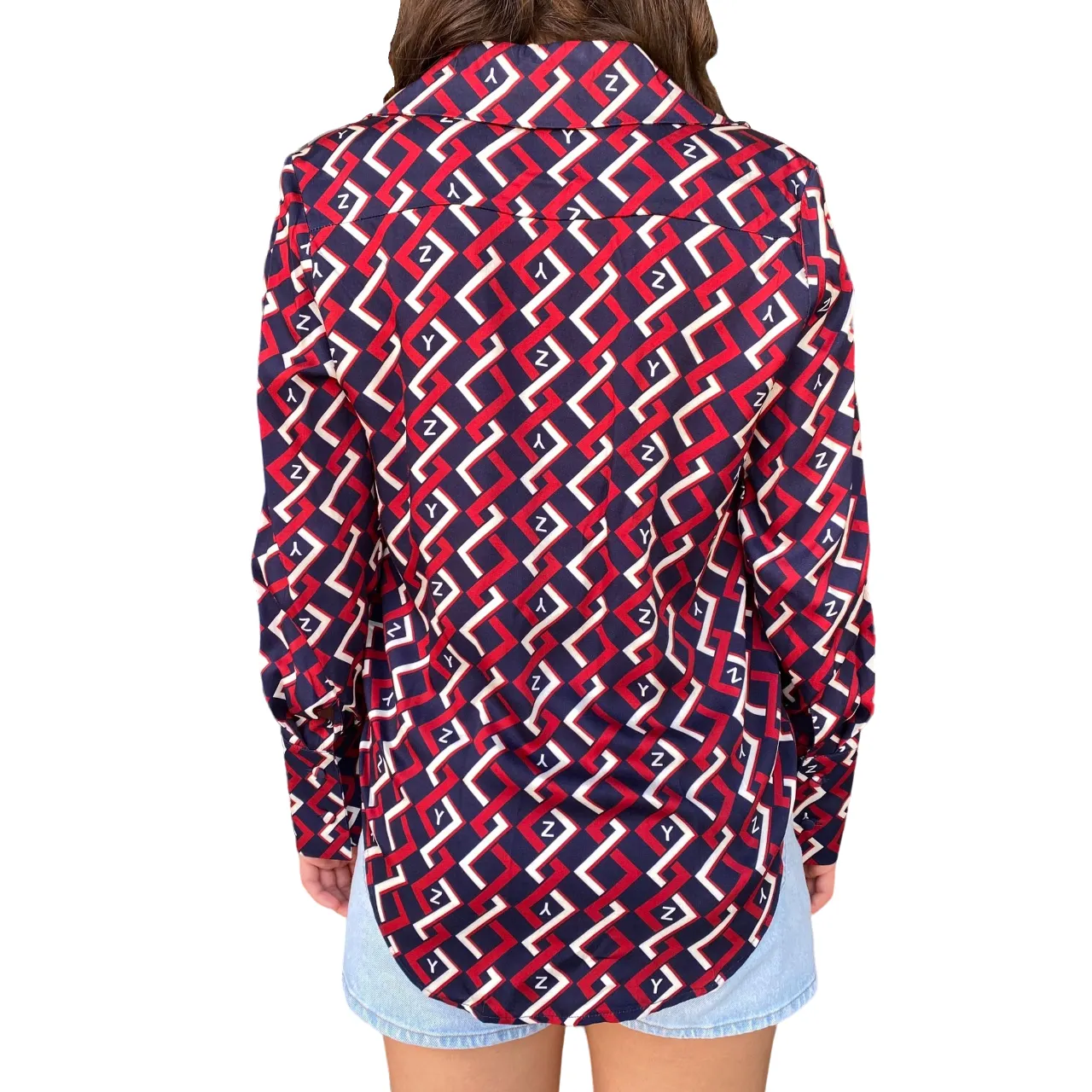 Blue Long Sleeve Women's Yes Zee Shirt with Print C008/CV00