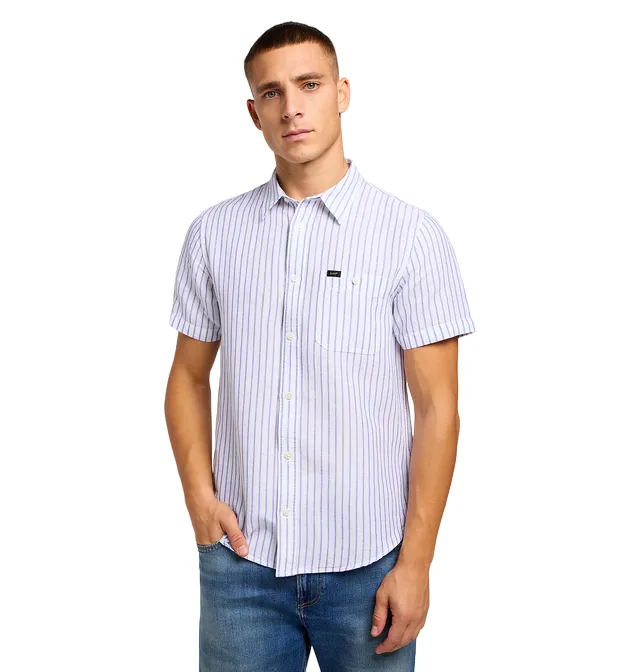 Blue Striped Men's Short Sleeve Lee Shirt 4112349347