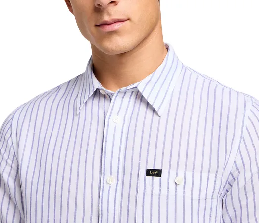 Blue Striped Men's Short Sleeve Lee Shirt 4112349347